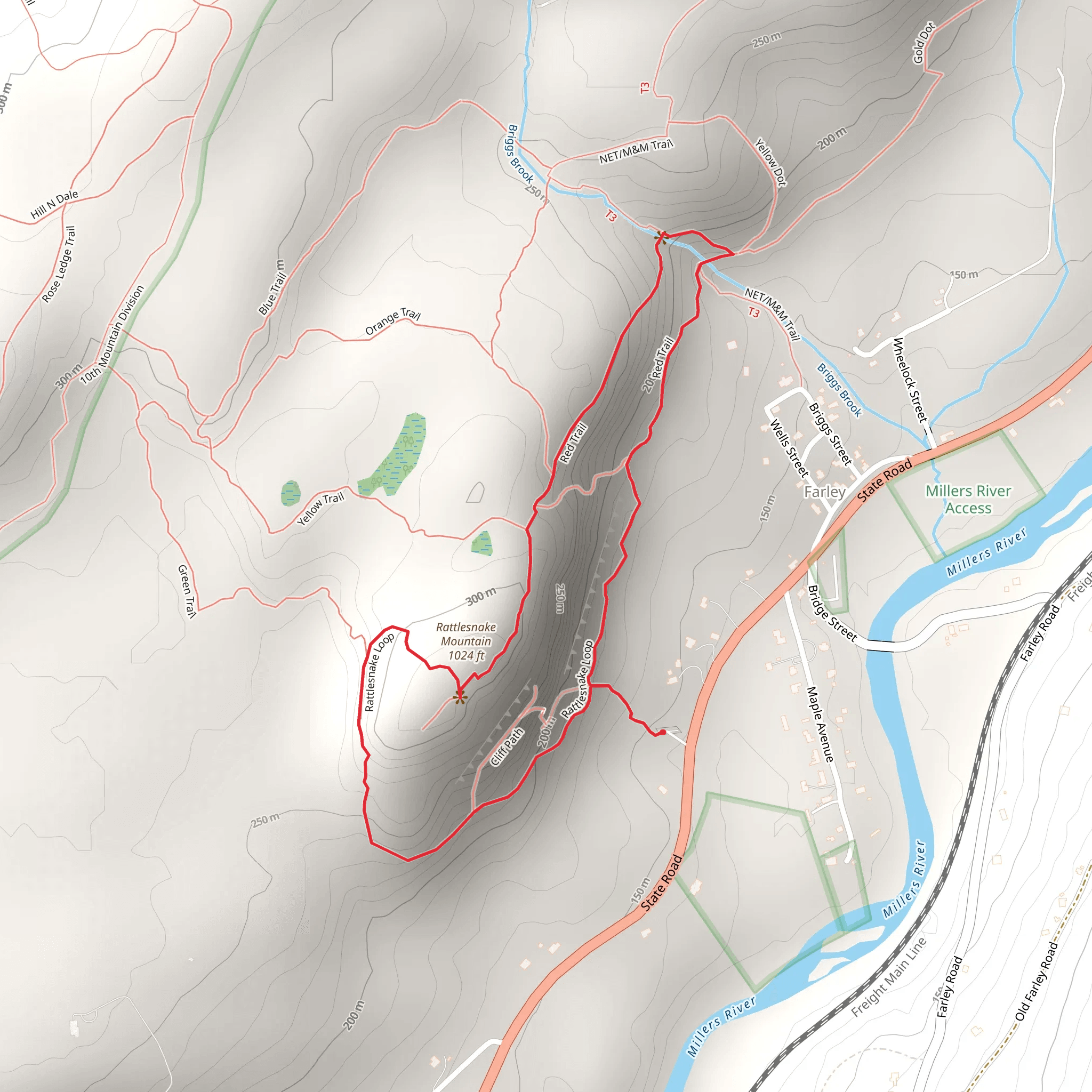 Rattlesnake Mountain via Red Trail and Farley Ledge Loop mobile static map