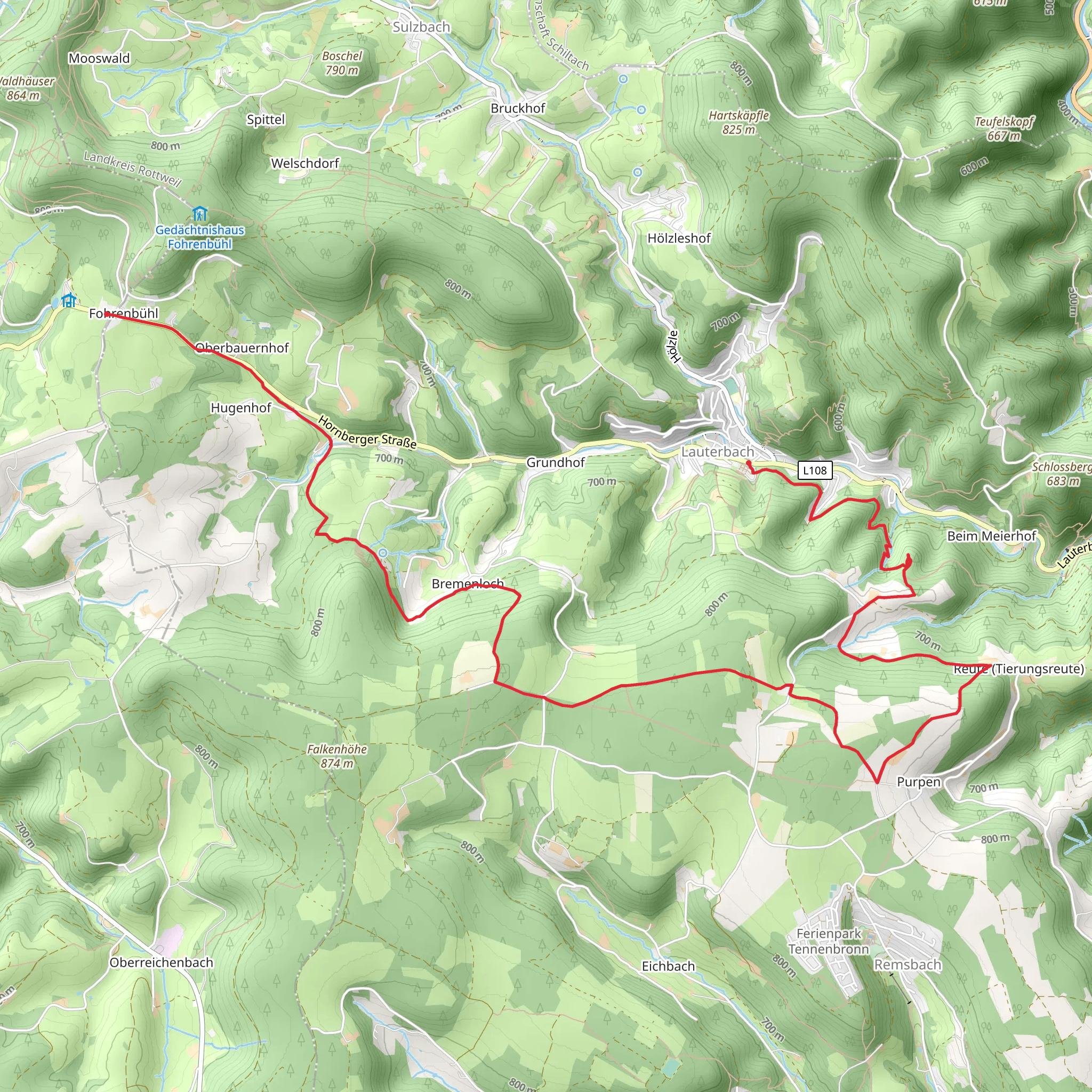 Lauterbach to Fohrenbühl Walk via Storzenhof mobile static map