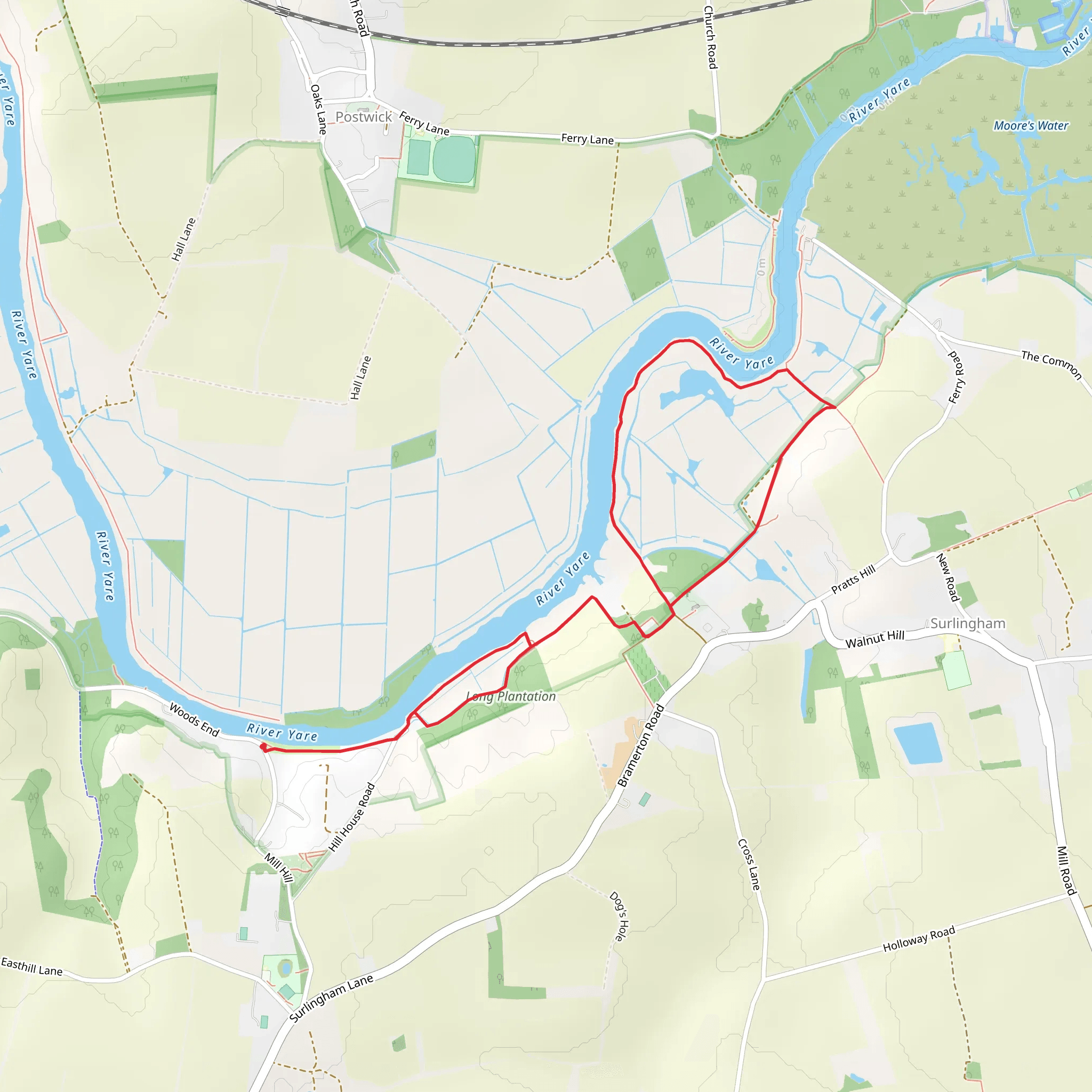 Long Plantation and Wherryman's Way mobile static map