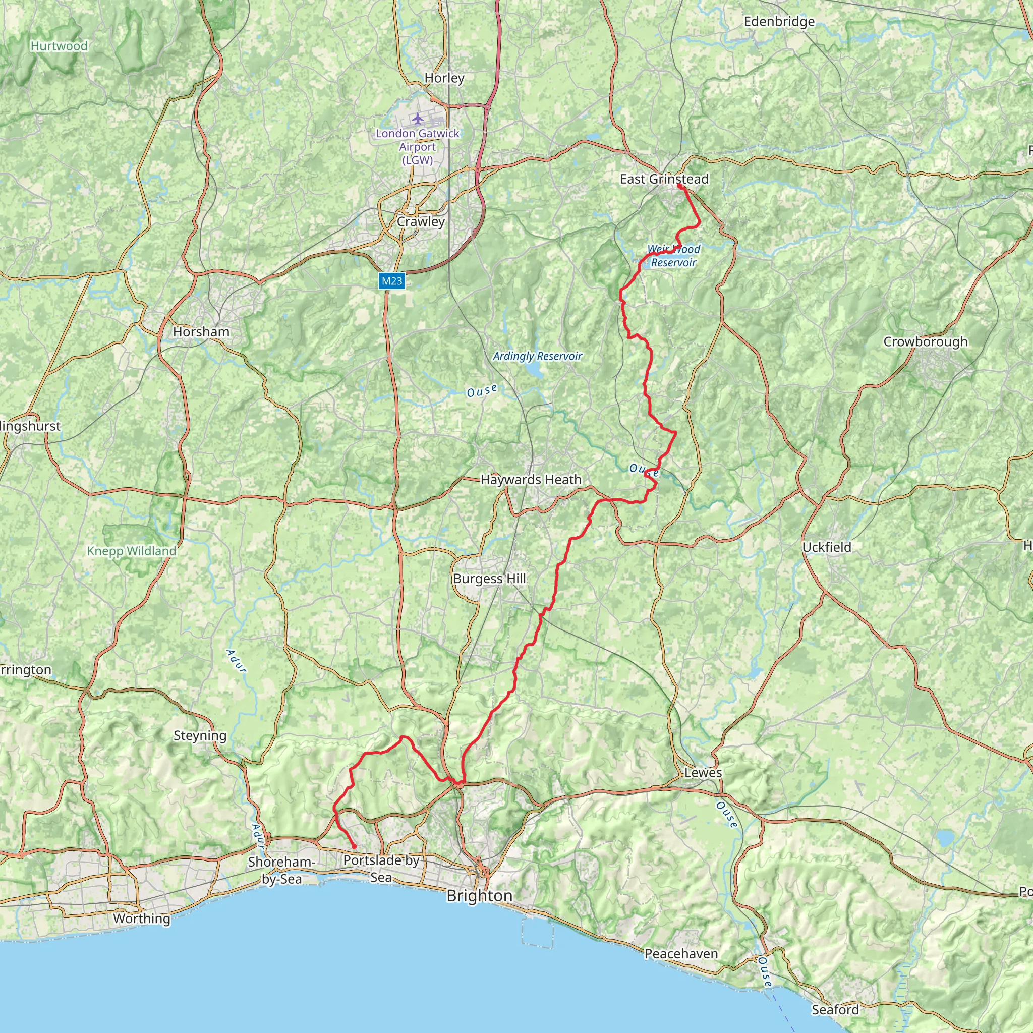 Mid Sussex from East Grinstead mobile static map