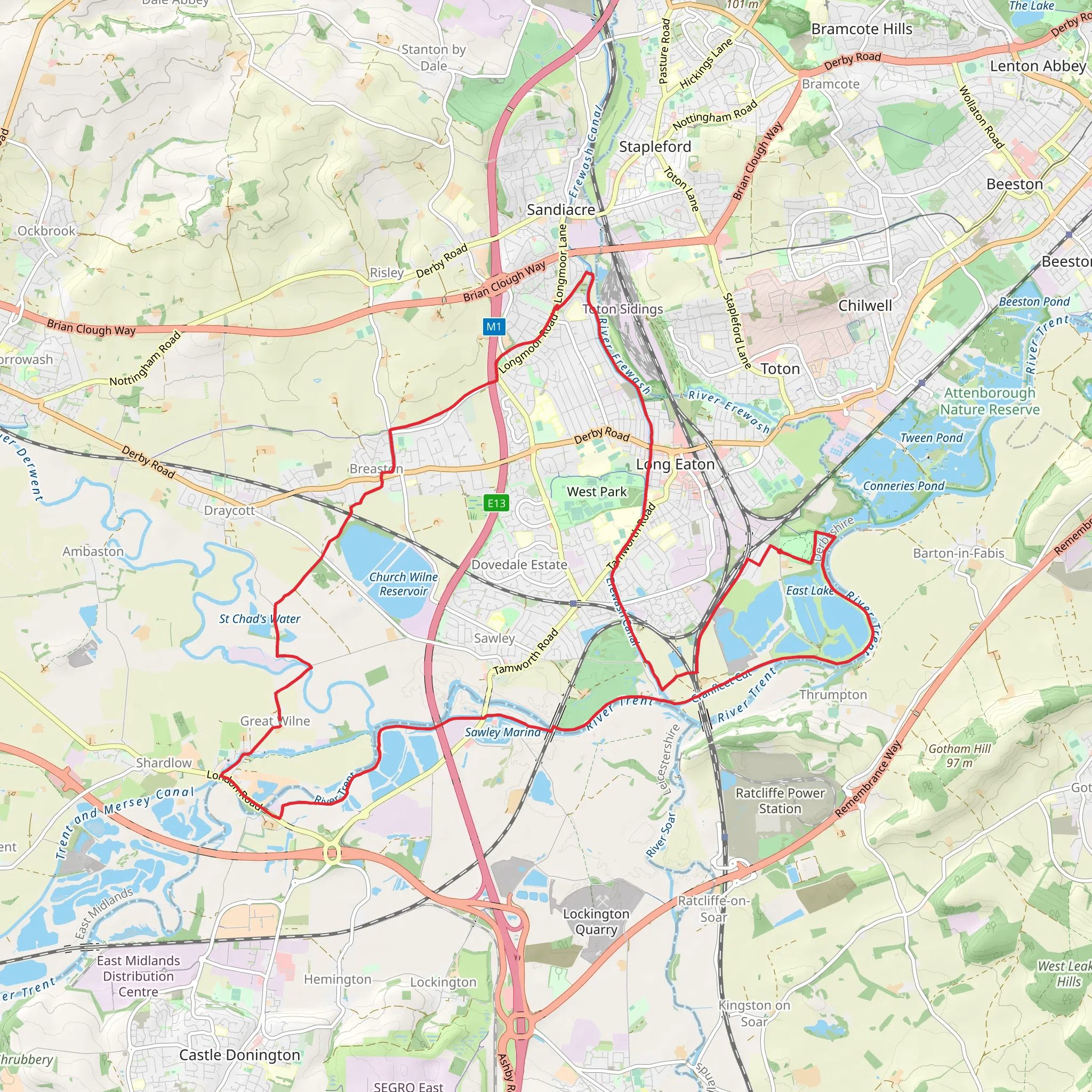Three Rivers Loop in Derbyshire mobile static map