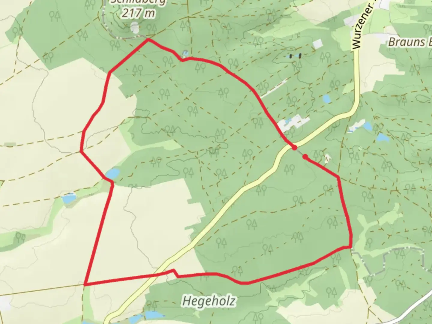 An image depicting the trail Schildguer Weg and Ochsensaal Hohburg Loop and its surrounding area.