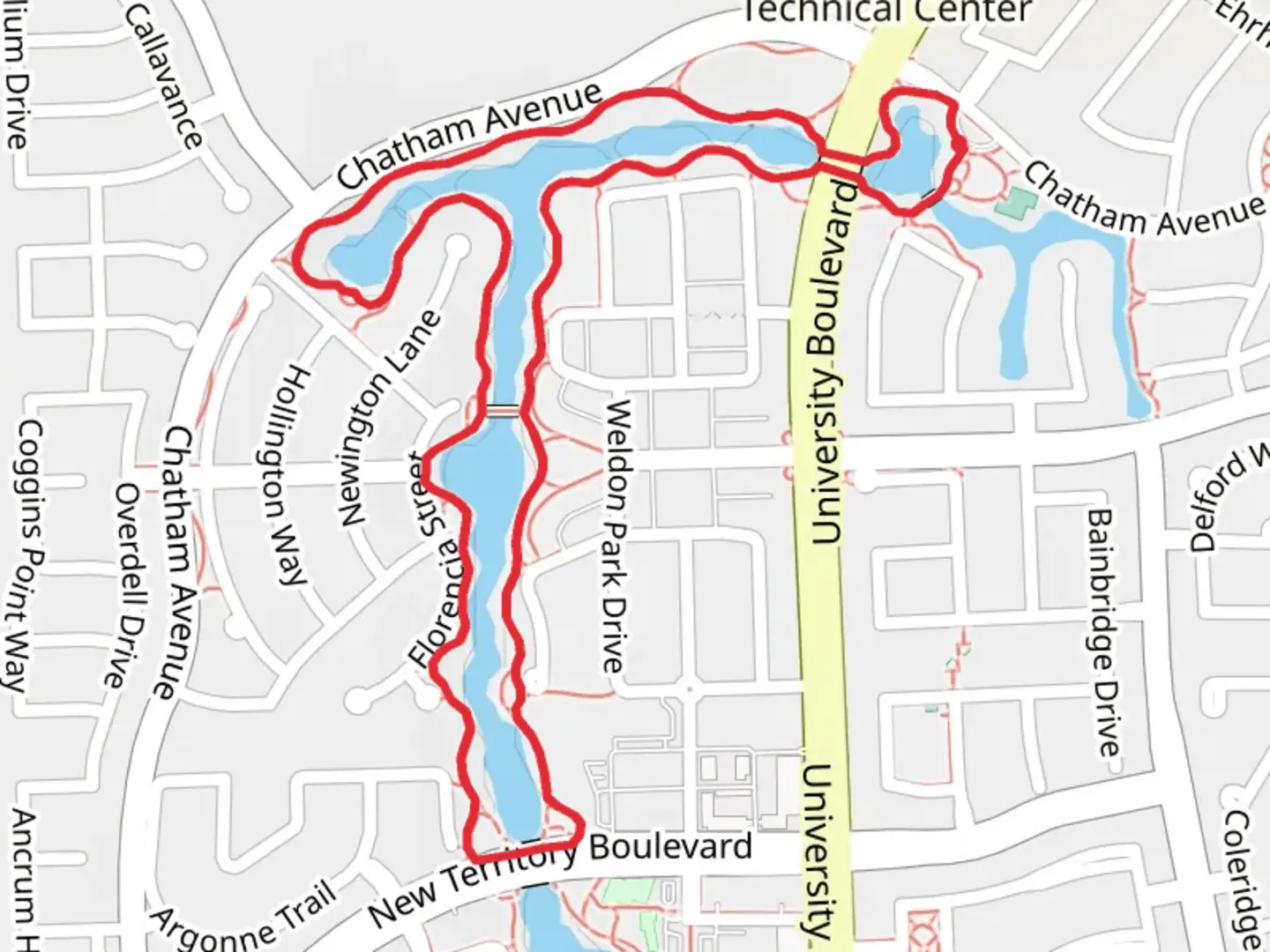 An image depicting the trail Weldon Park Loop and its surrounding area.