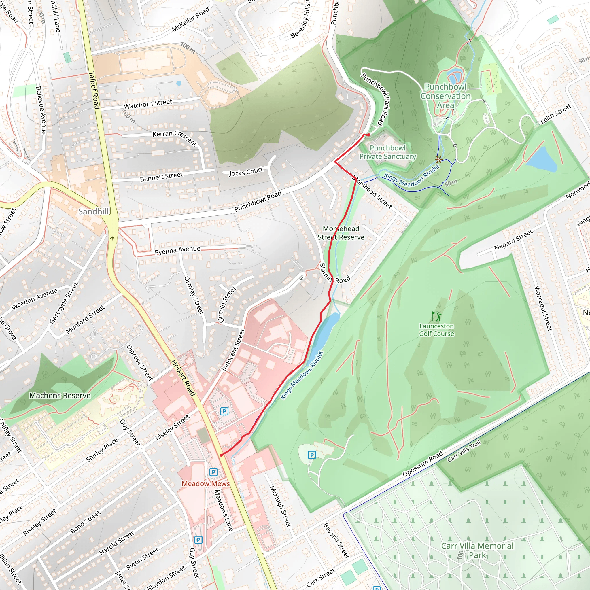 Kings Meadows Trail mobile static map