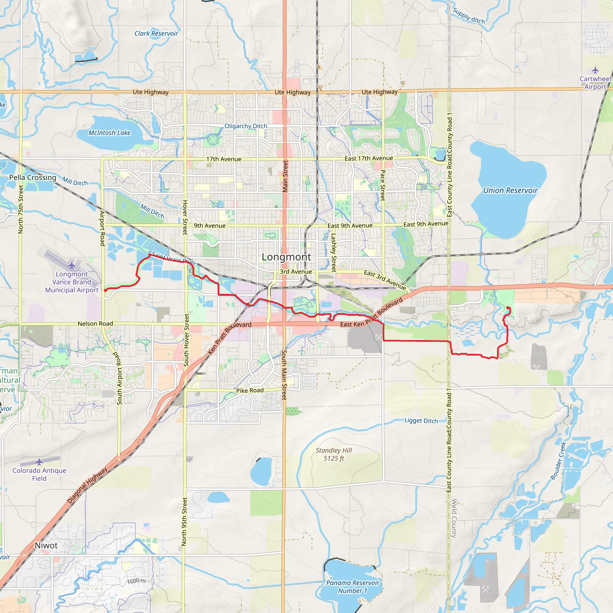 Saint Vrain Greenway Trail mobile static map