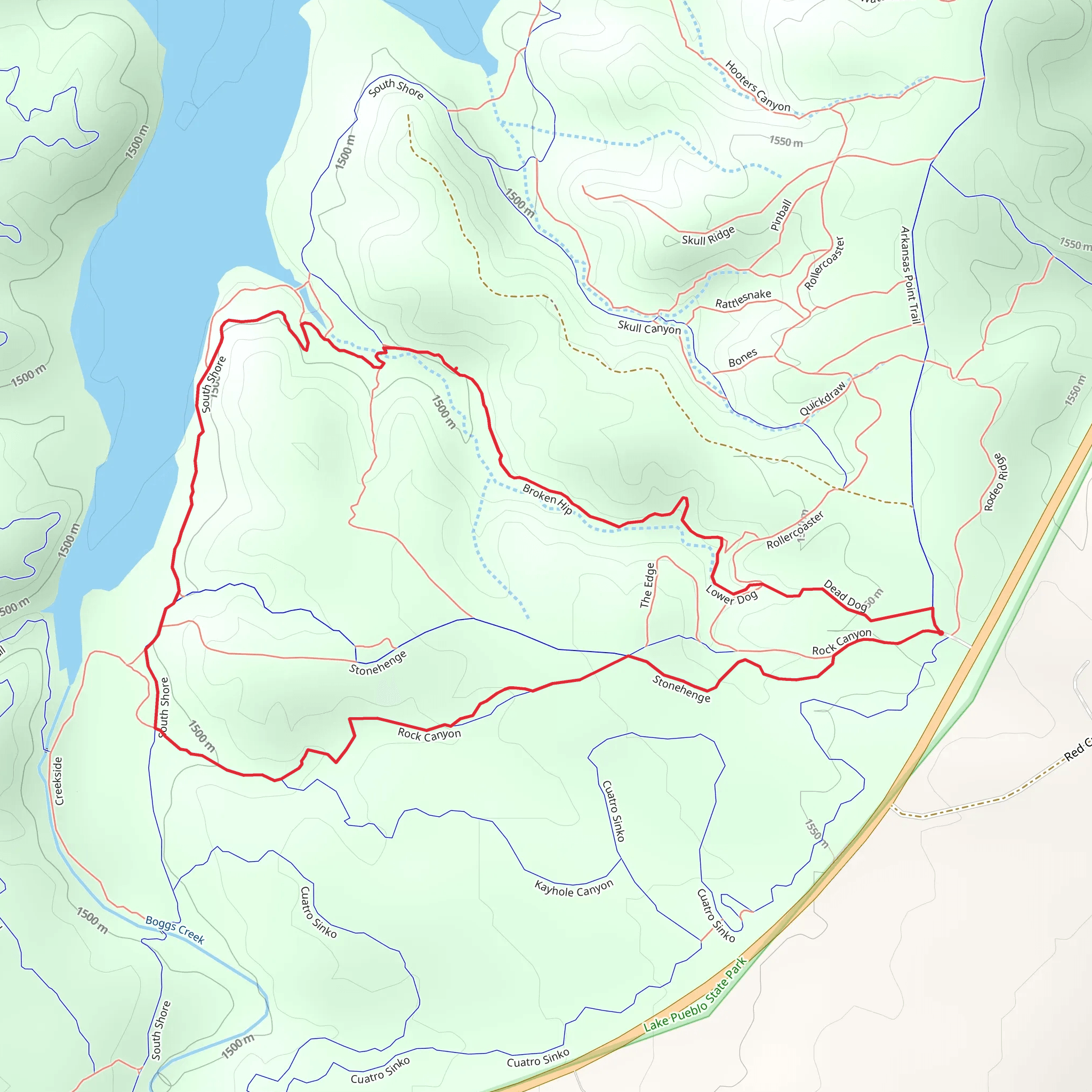 Rock Canyon and Broken Hip Loop mobile static map