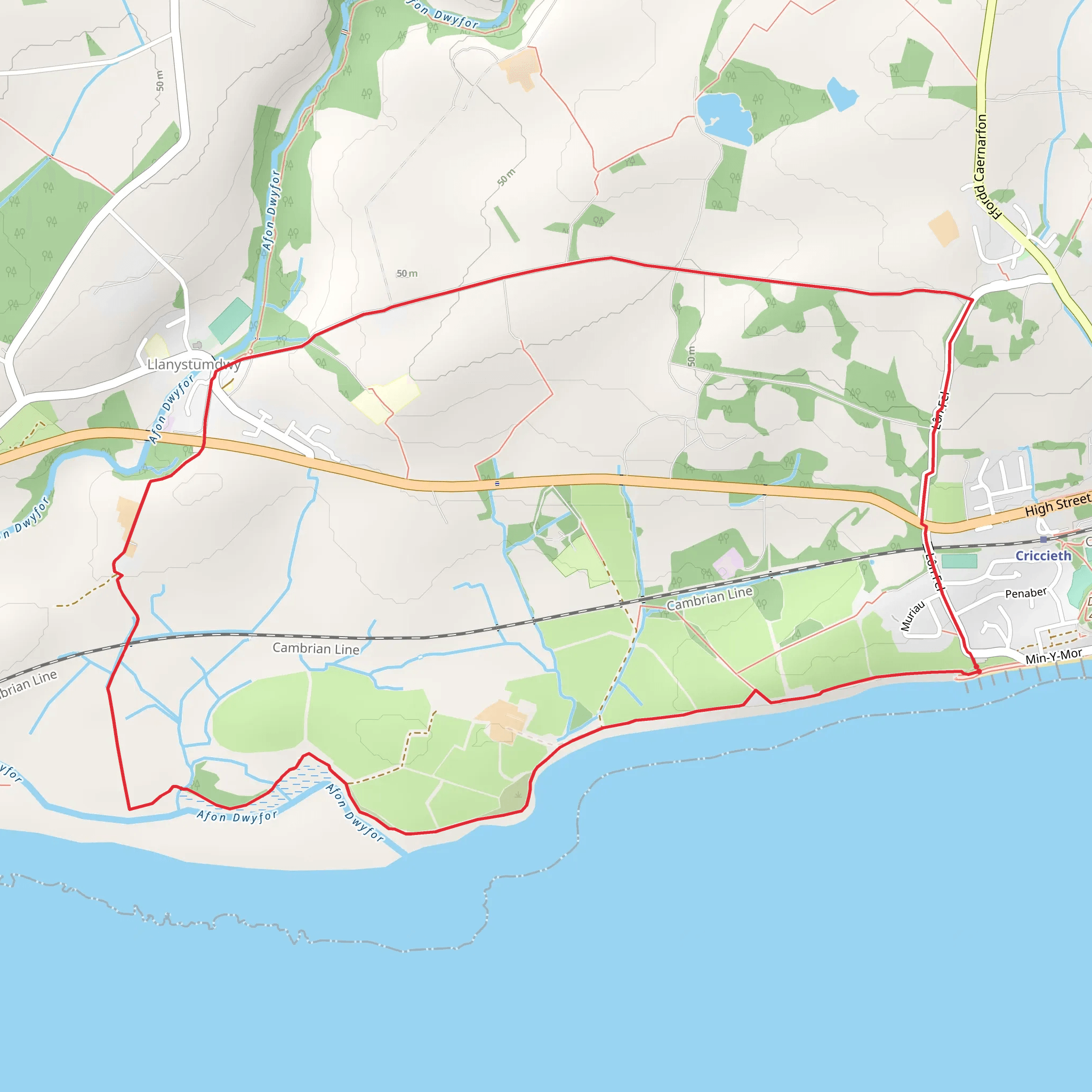 Criccieth and Llanstumdwy Circular mobile static map
