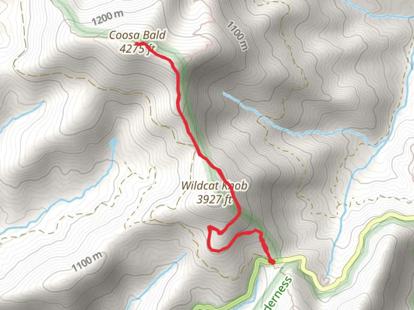 An image depicting the trail Coosa Bald via Duncan Ridge Trail and its surrounding area.