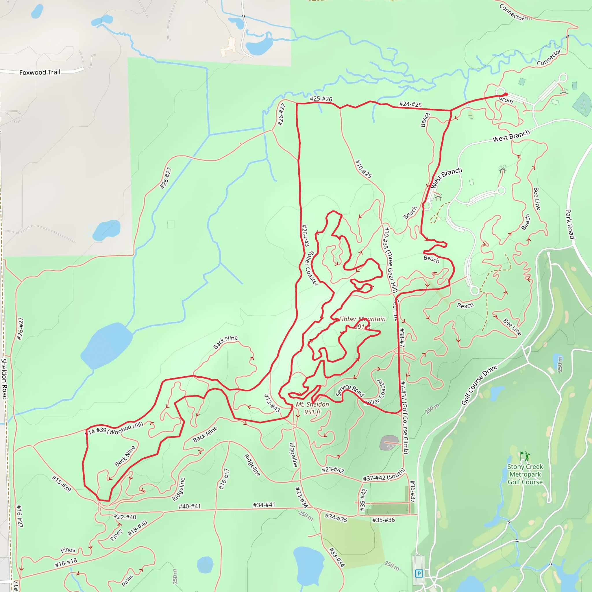 Fibber Mountain and Mt Sheldon Loop via Black 9 and Woohoo Hill Trail mobile static map