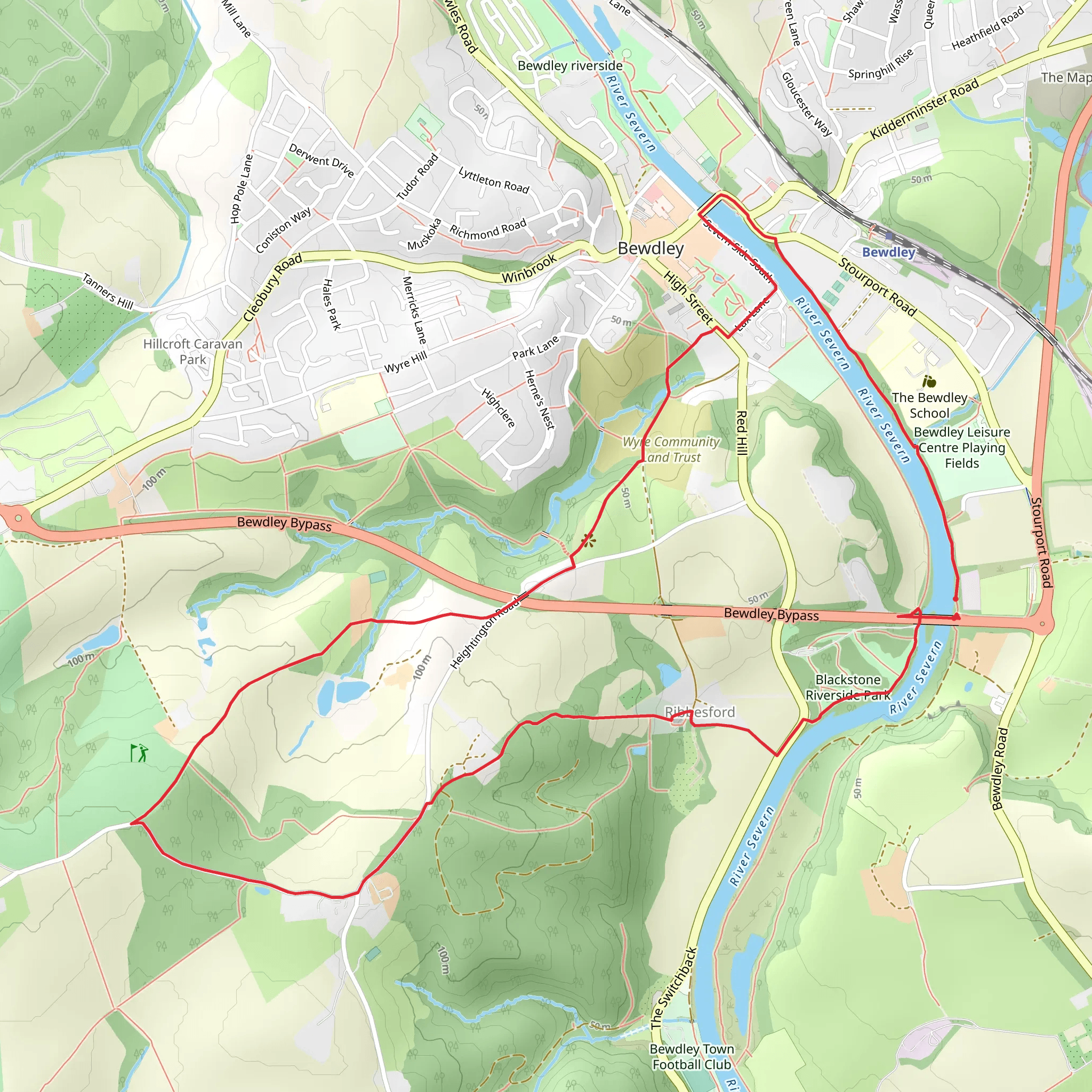 Bewdley and Snuffmill Dingle mobile static map