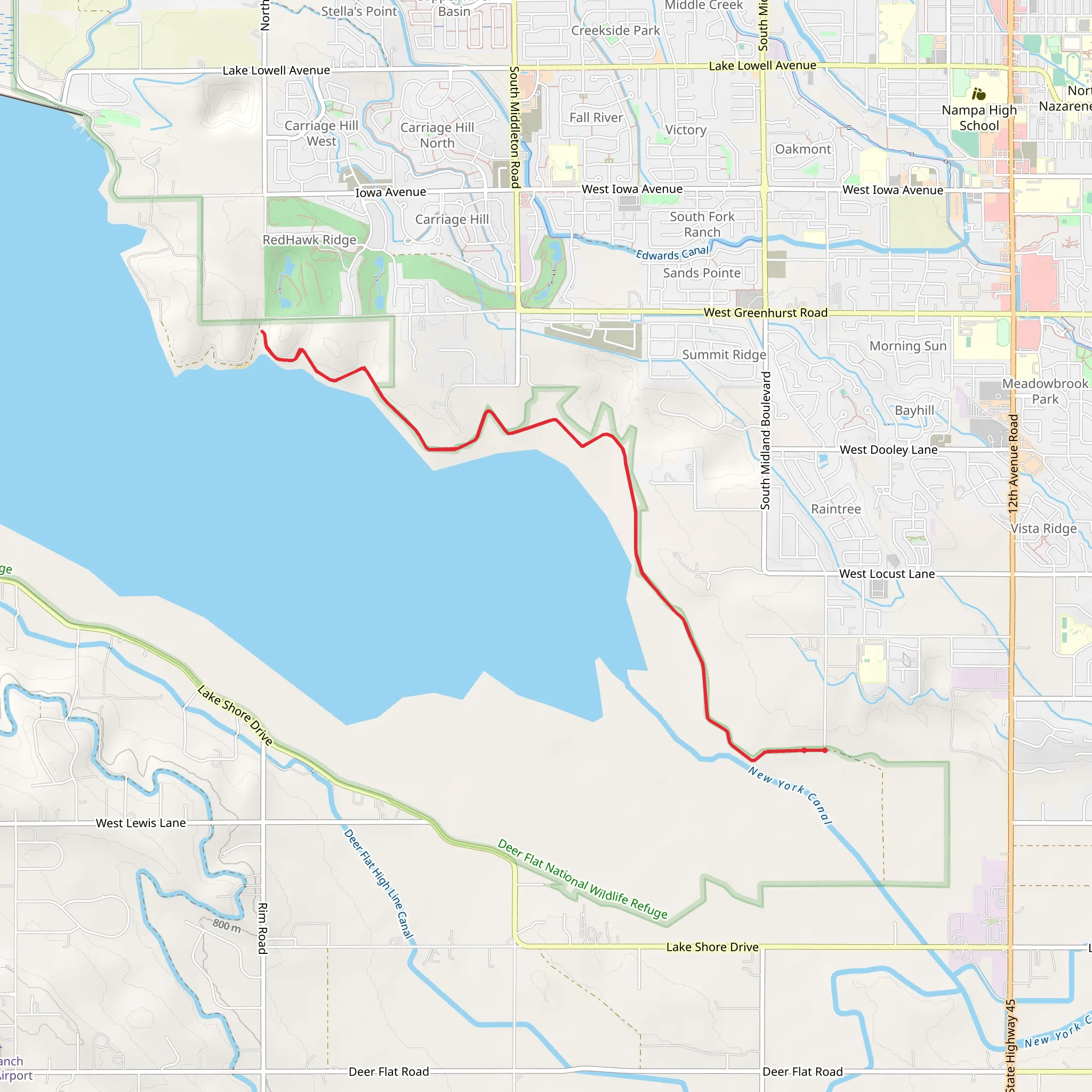 East SHoreline Trail - Lake Lowell mobile static map