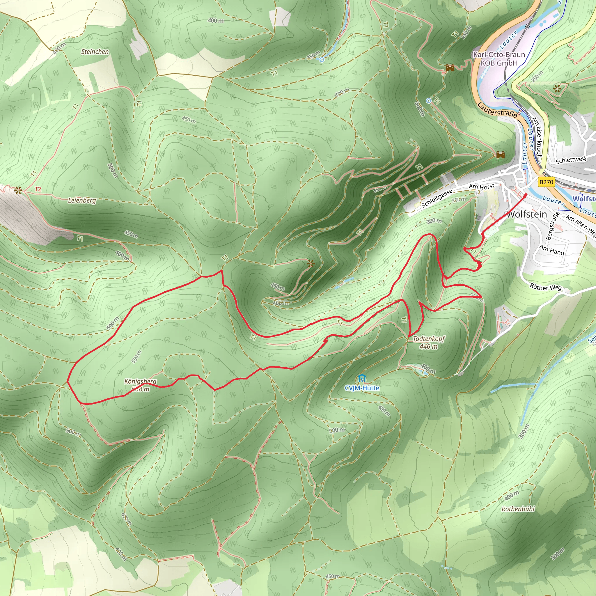 Koenigsberg via Gipfelsteig mobile static map