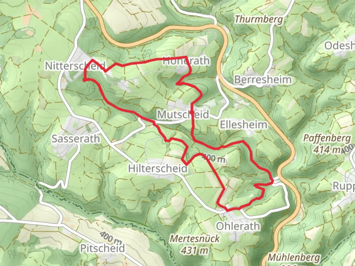 An image depicting the trail EifelSchleife Durch die Mutscheid and its surrounding area.