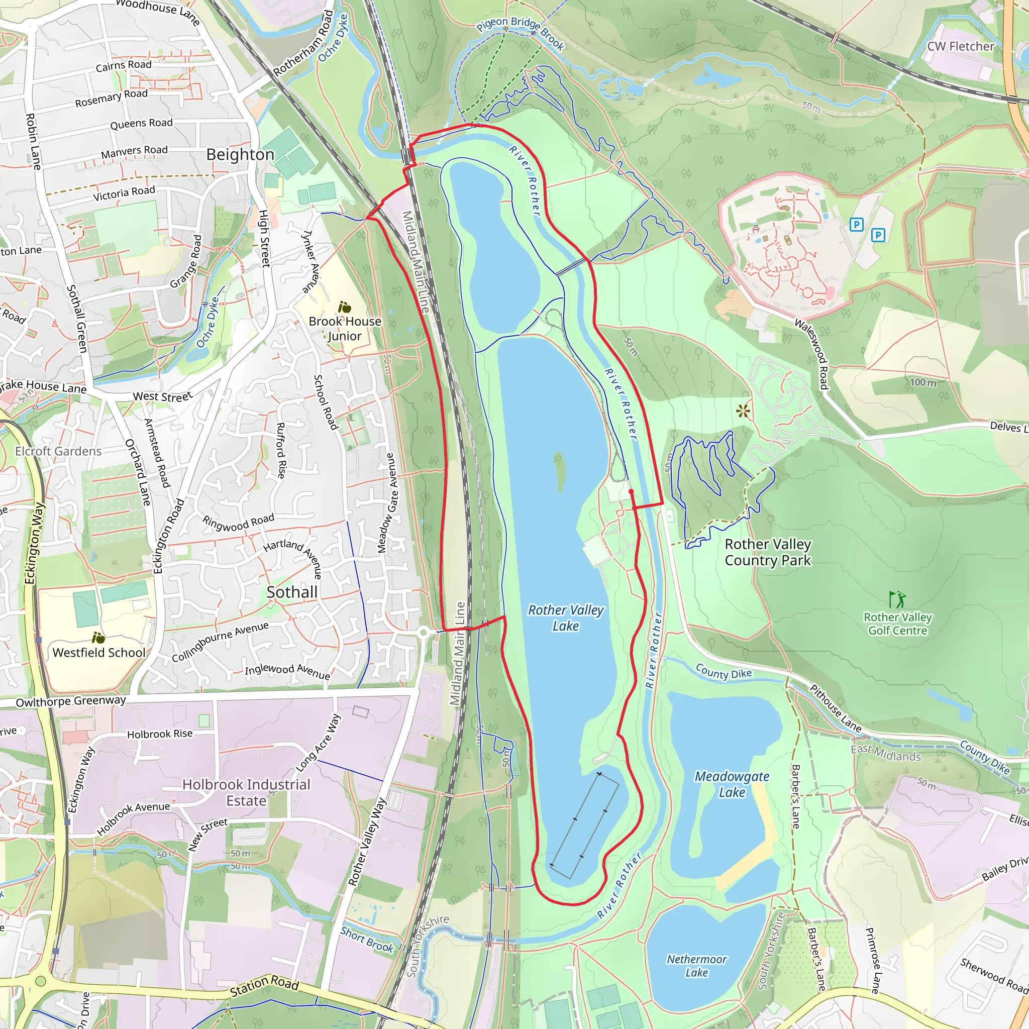 Rother Valley Country Park Loop mobile static map