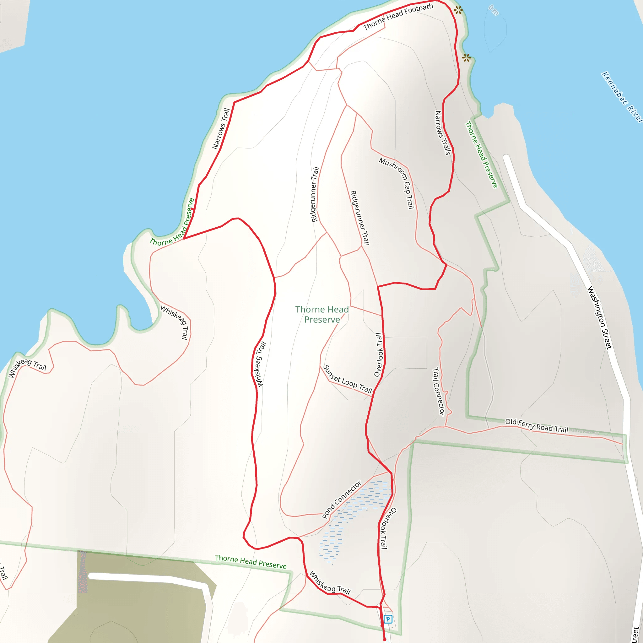 Thorne Head Footpath and Narrow Trail Loop mobile static map