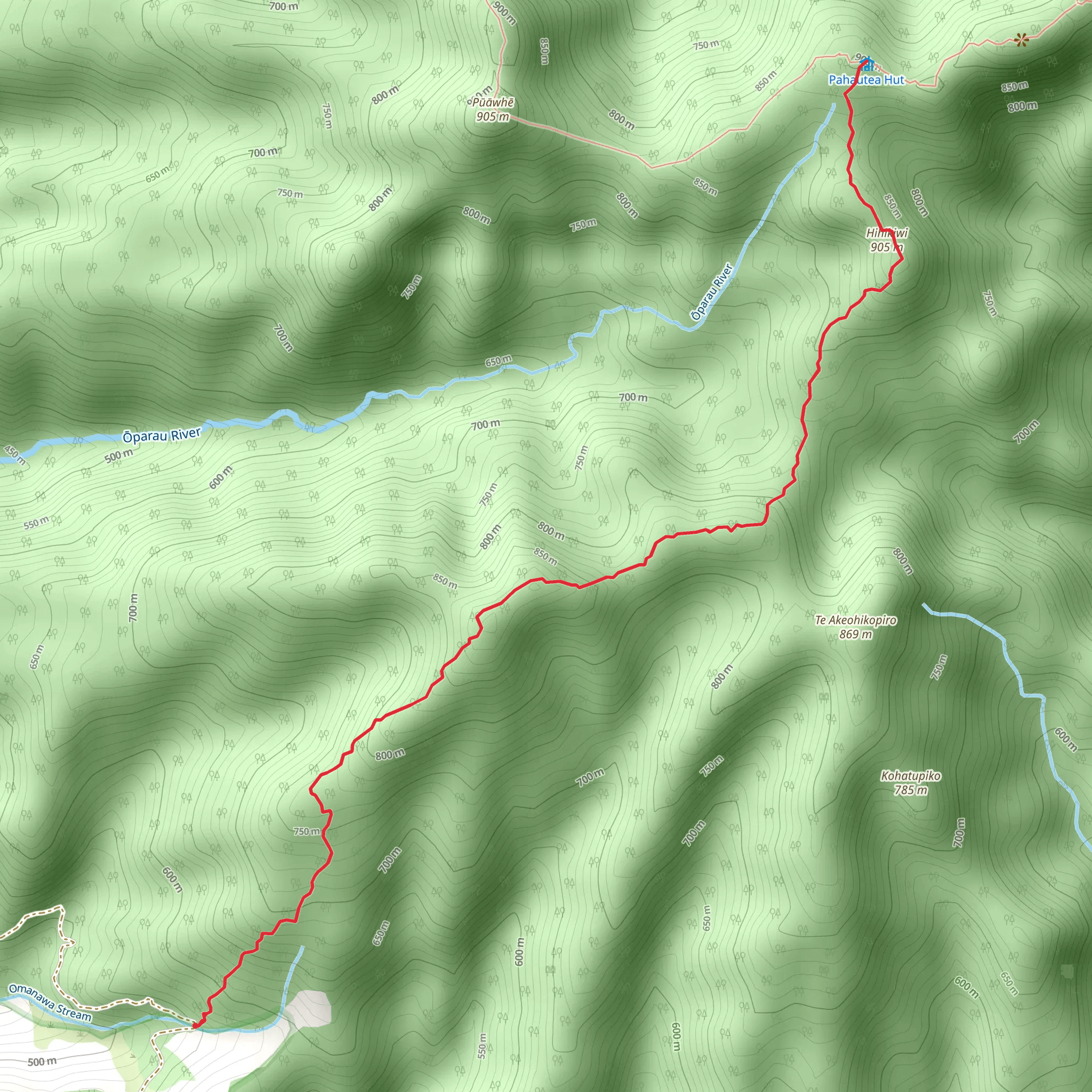 Pirongia Summit via Hihikiwi Track mobile static map