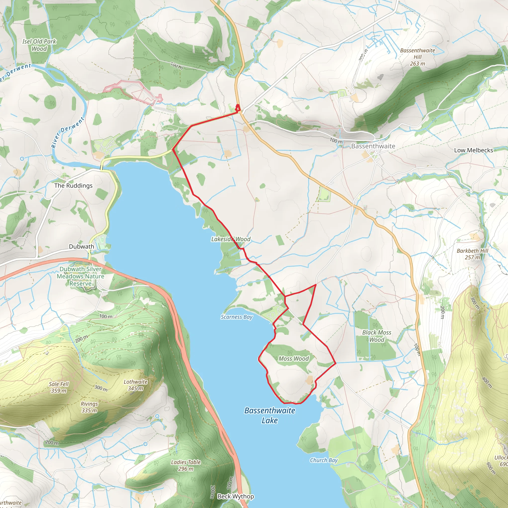 Bassenthwaite Lake, Lakeside Wood and Moss Wood Walk mobile static map