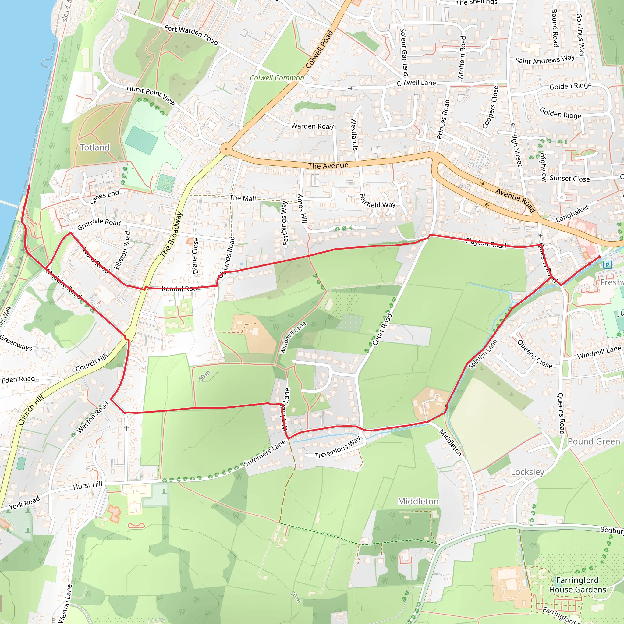 Totland Pier Walk - Freshwater mobile static map