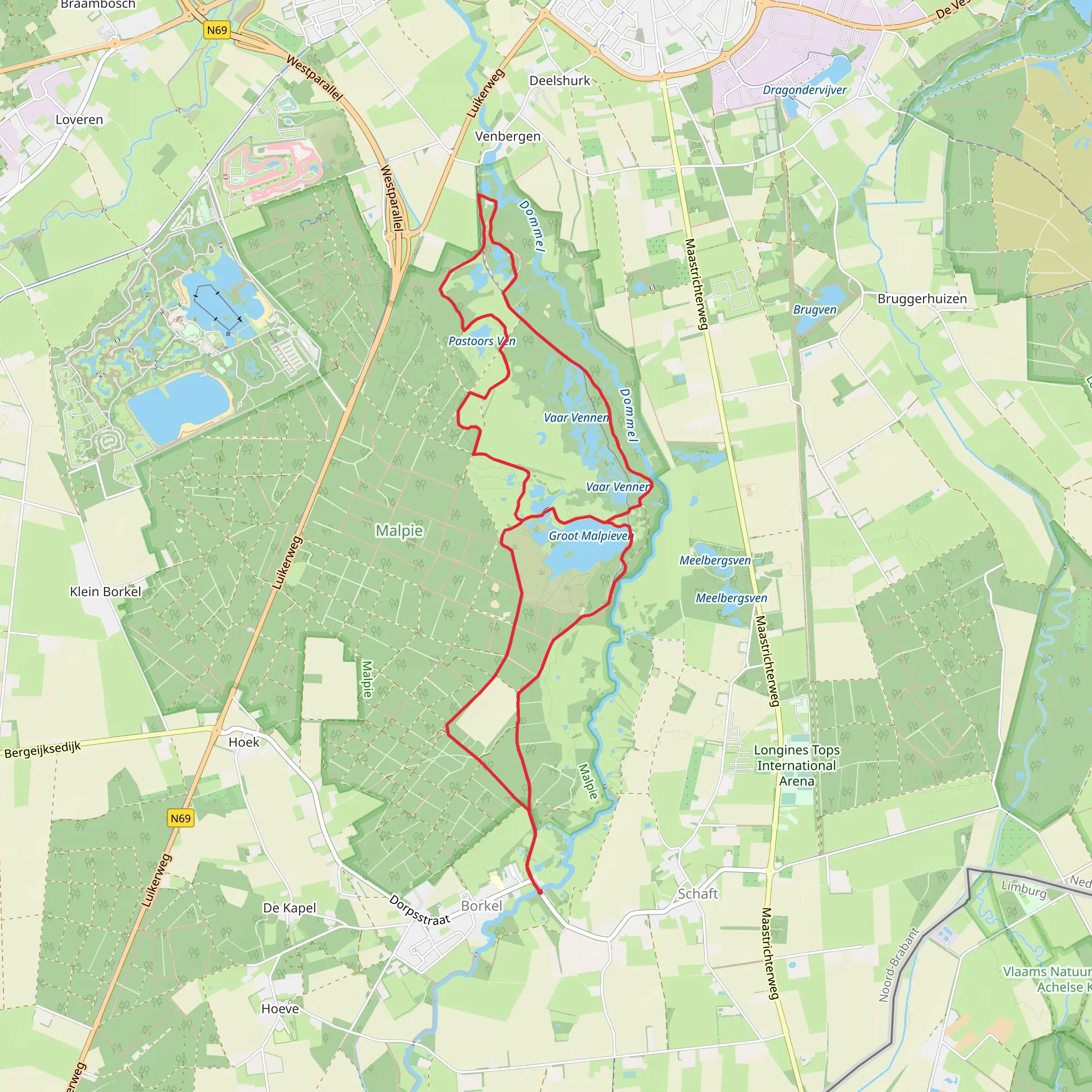Groot Malpieven, Vaar Vennen and Moleven Loop mobile static map