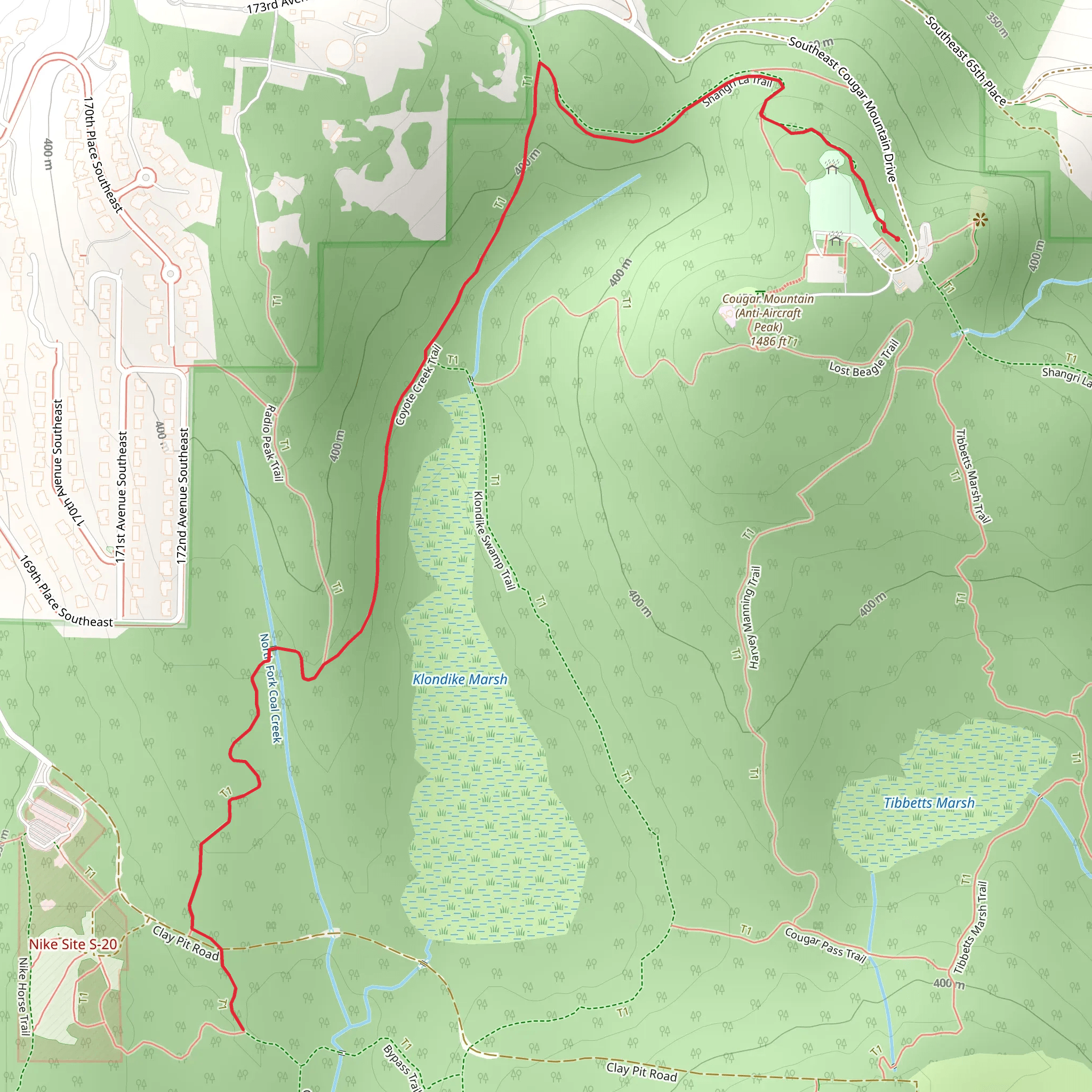 Coyote Creek Trail and Shangri La Trail mobile static map