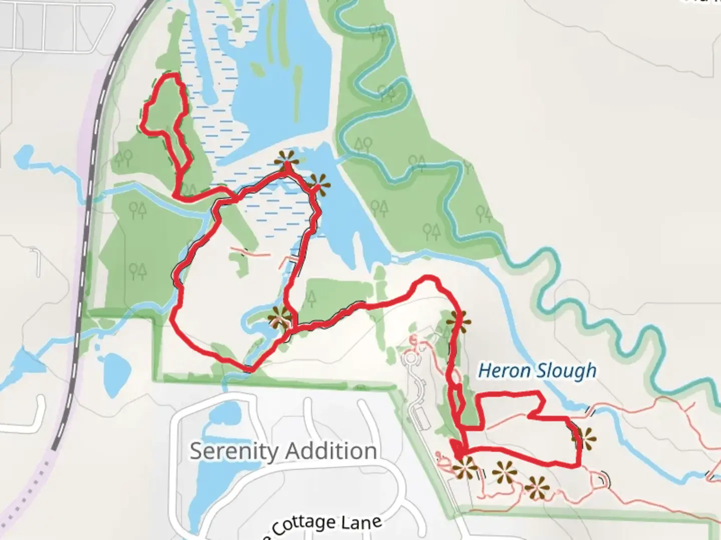 An image depicting the trail Bluestem - Cedar Brake - Wood Duck Loop Trail and its surrounding area.