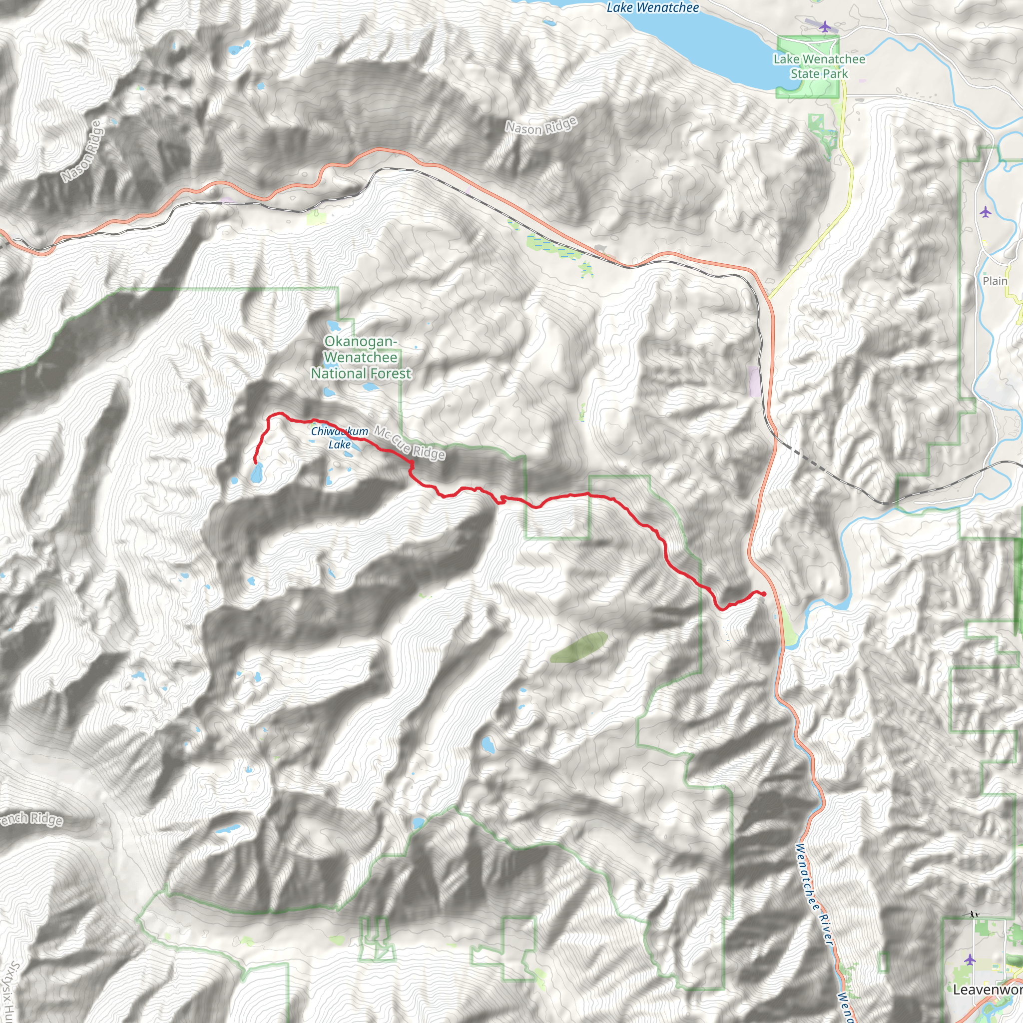 North Fork Chiwaukum Trail via Chiwaukum Creek Trail mobile static map