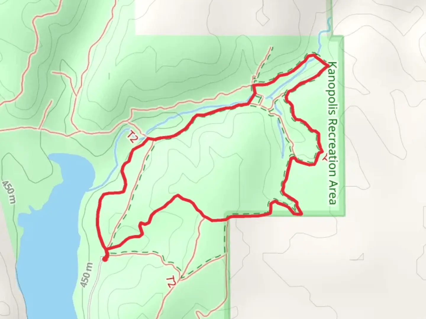 An image depicting the trail Kanopolis Reservoir and its surrounding area.