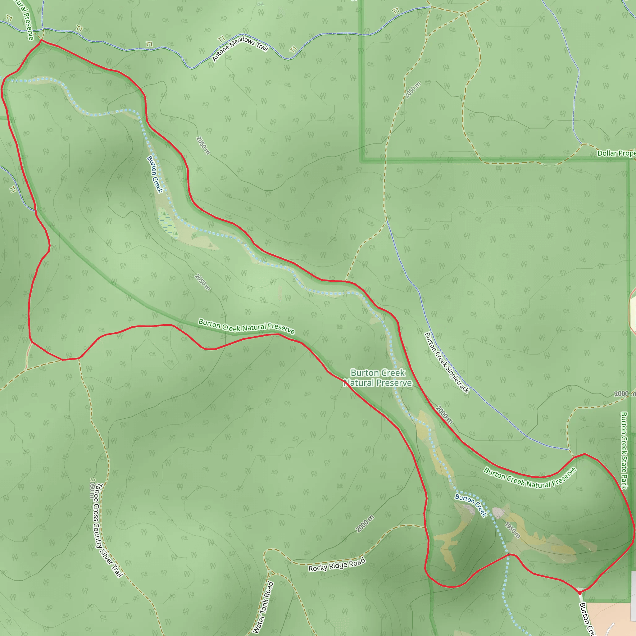 Burton Creek State Park Loop mobile static map