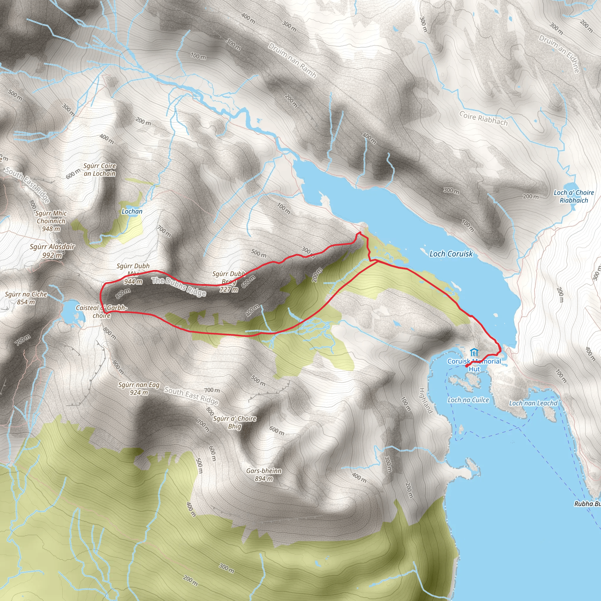 Dubhs Ridge and An Garbh-Choire Walk mobile static map