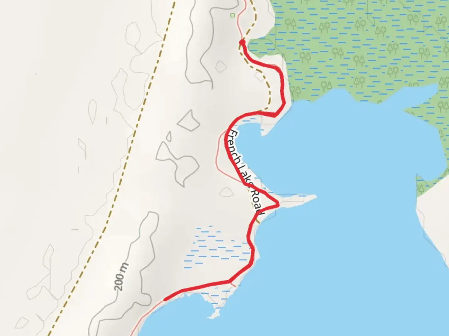 An image depicting the trail French Farm Lake Northwest Shore Walk and its surrounding area.