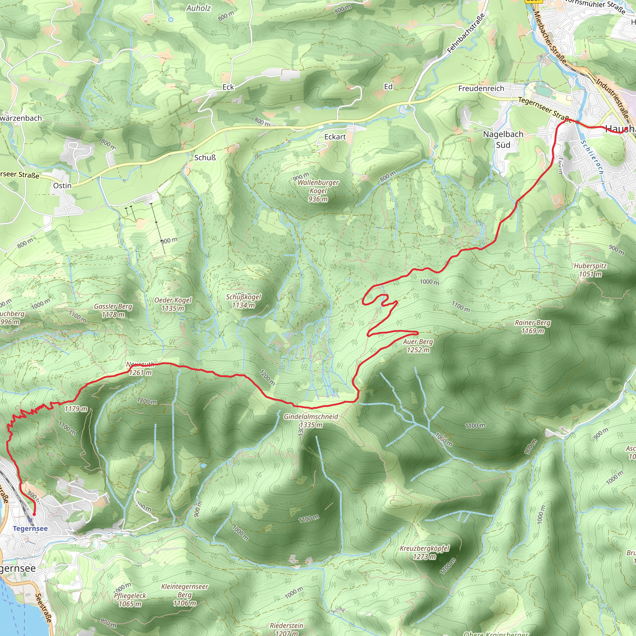 Tegernsee to Hausham Walk via Neureuth Peak mobile static map