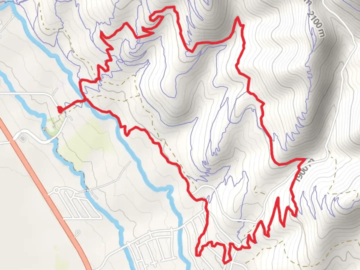 An image depicting the trail Upper Riverview and Coyote Loop and its surrounding area.