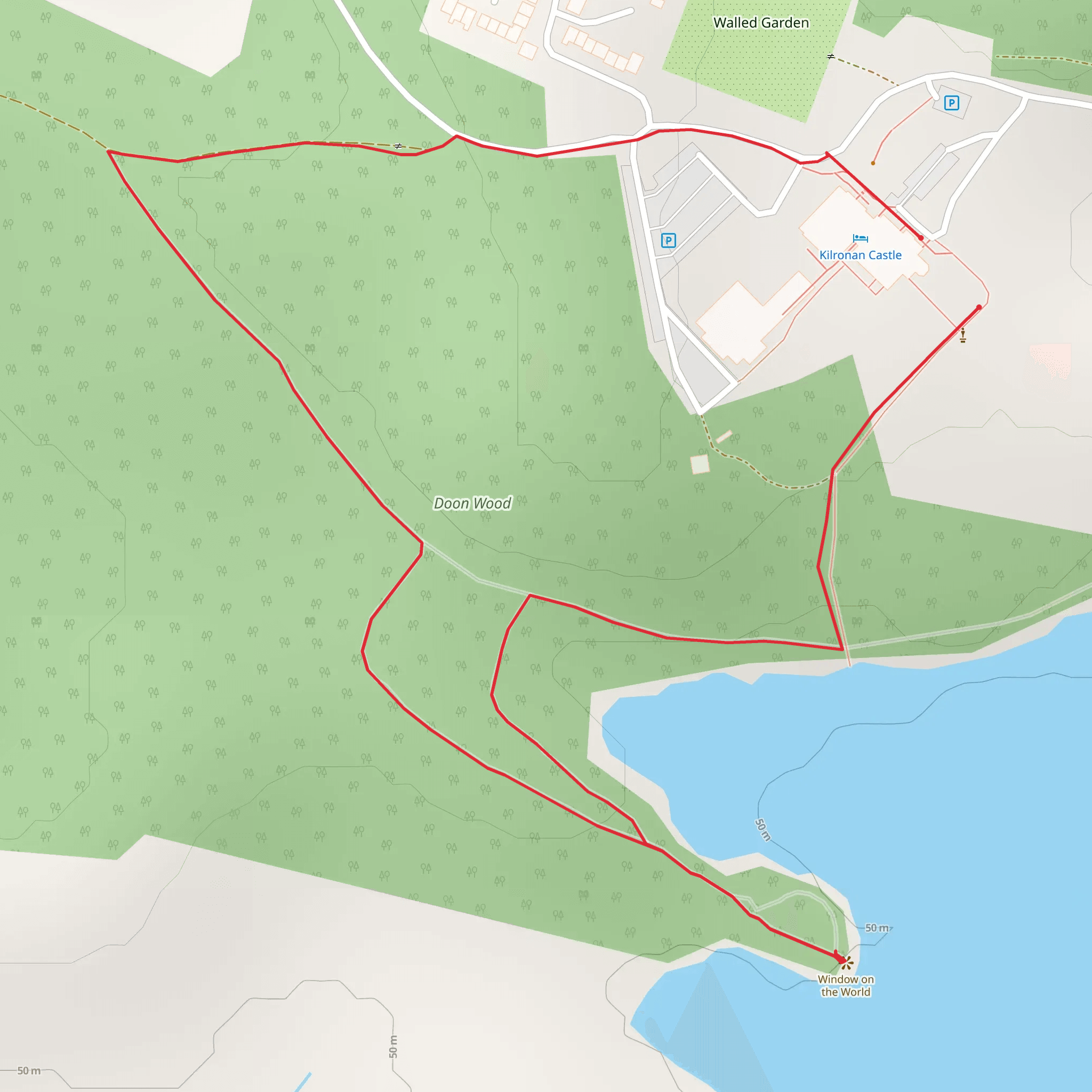 Kilronan Castle Looped Walks - Doon Point Loop mobile static map