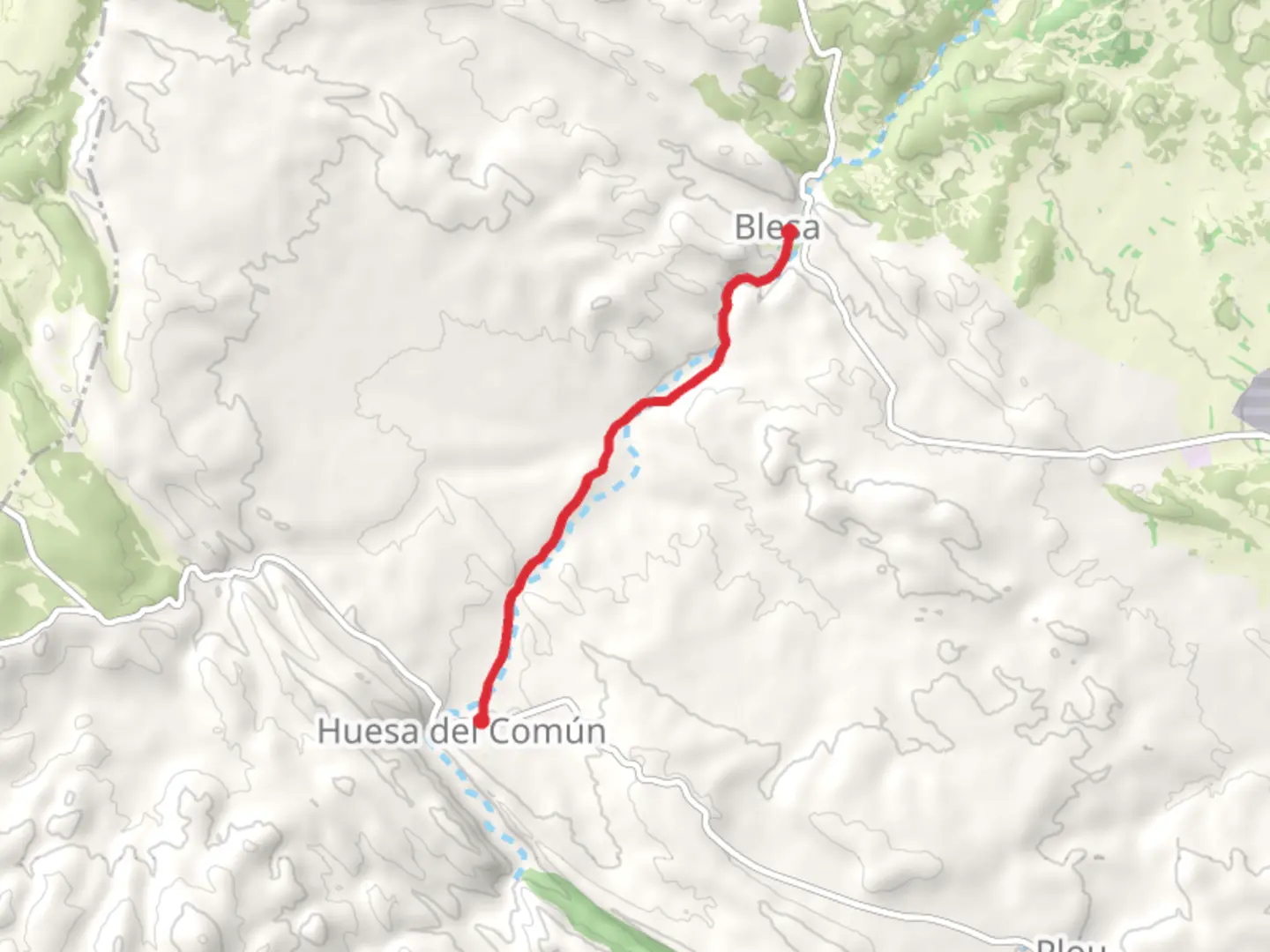 An image depicting the trail Blesa - Common Bone PR TE 109 and its surrounding area.