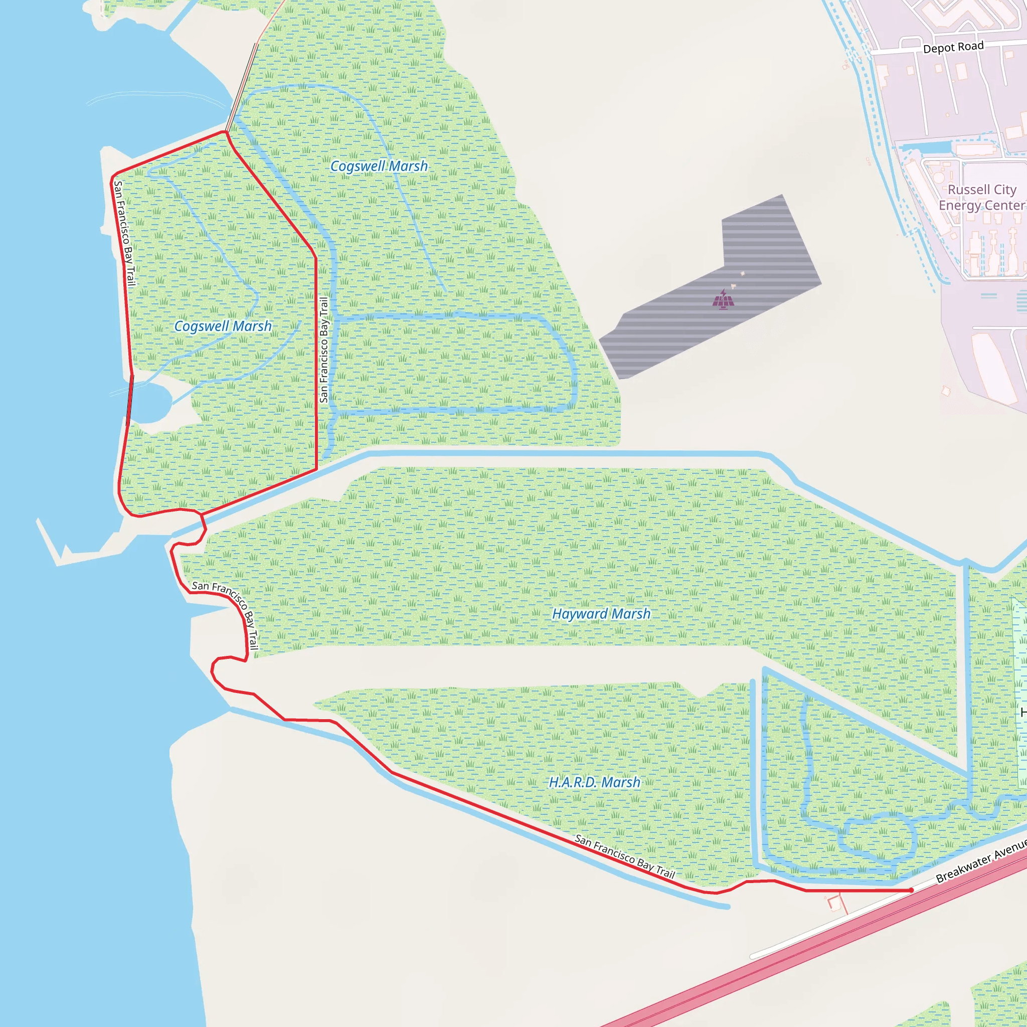 San Francisco Bay Loop Trail - Hayward Regional Shoreline mobile static map