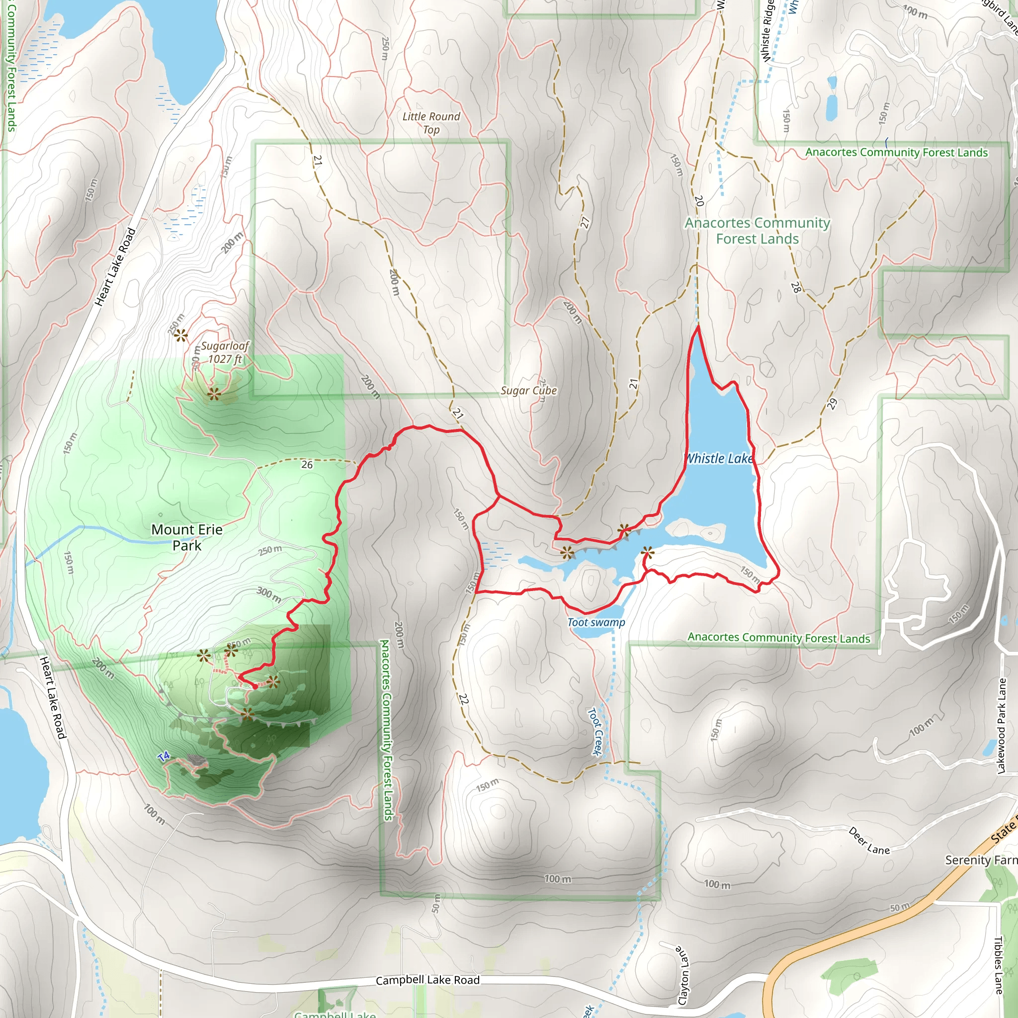 Whistle Lake and Toot Swamp Loop mobile static map