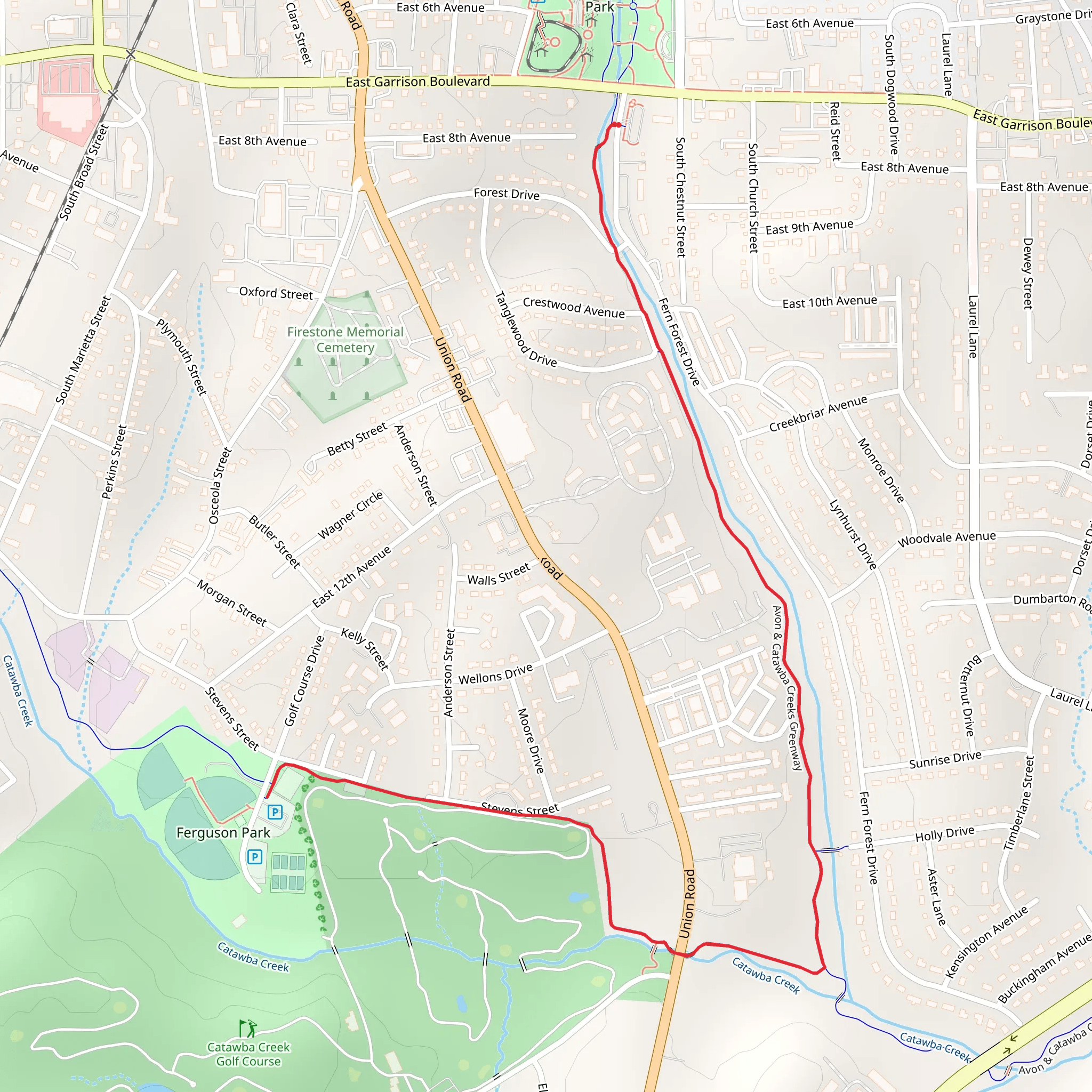 Avon and Catawba Creeks Greenway mobile static map