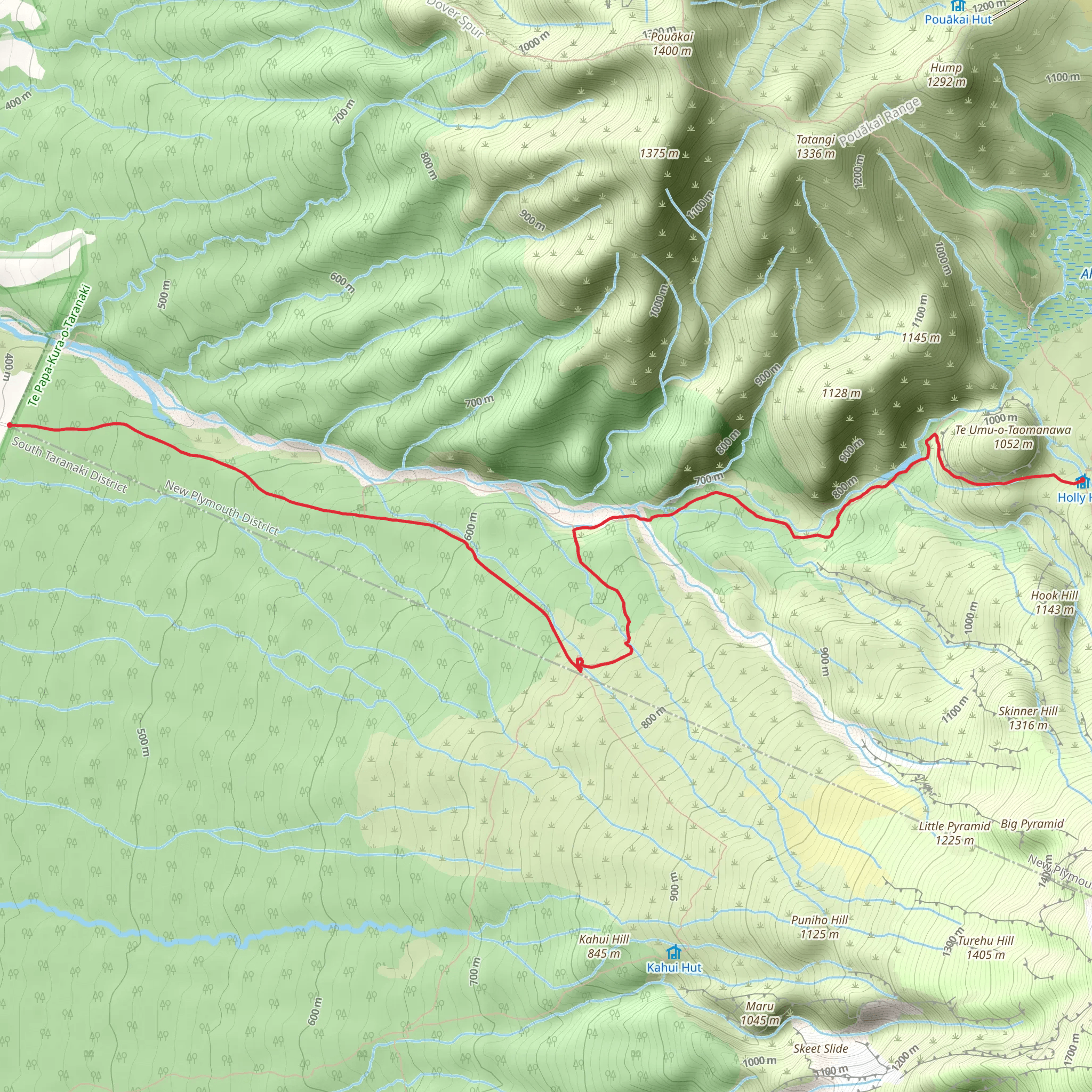 Puniho Track to Holly Hut via Bells Falls Track mobile static map