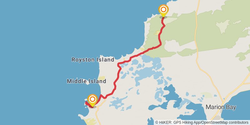 Marion Bay to Gleesons Landing Walk stage 2 Map