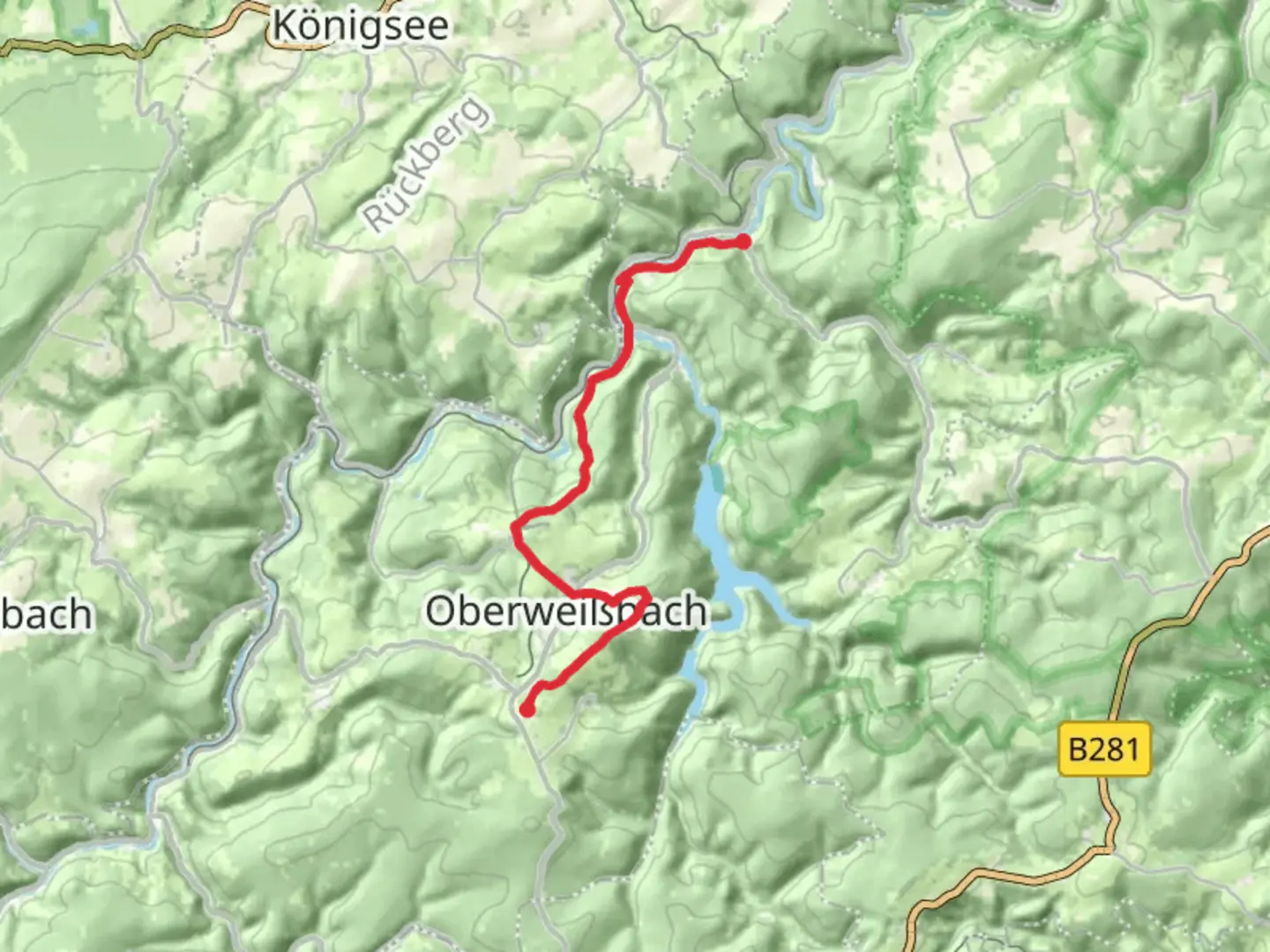 An image depicting the trail Ziegelhuette to Sorbitztal via Olitaetenwanderweg Mittelachse and its surrounding area.