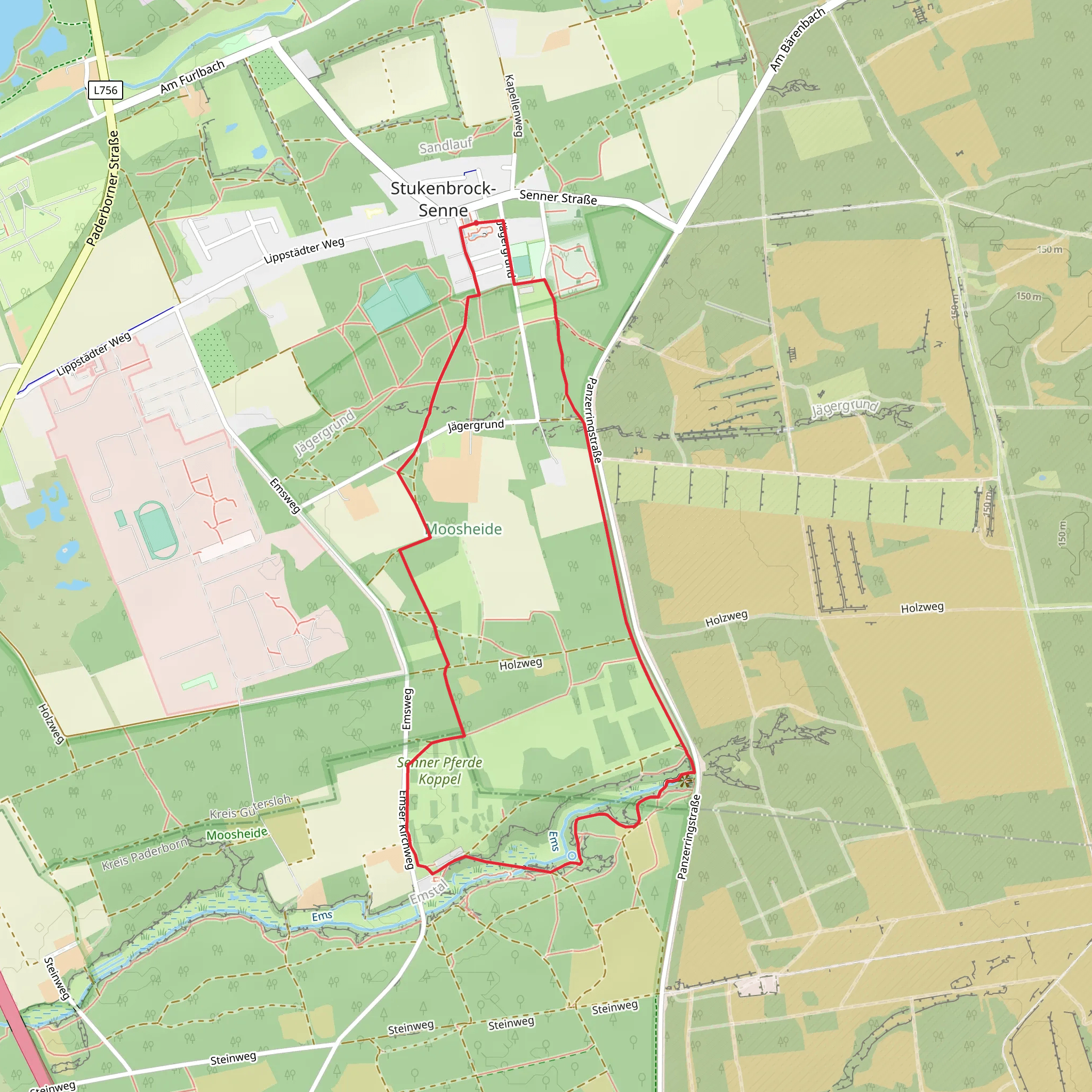 Stuckenbrock-Senne Loop via Ems-Erlebniswelt mobile static map