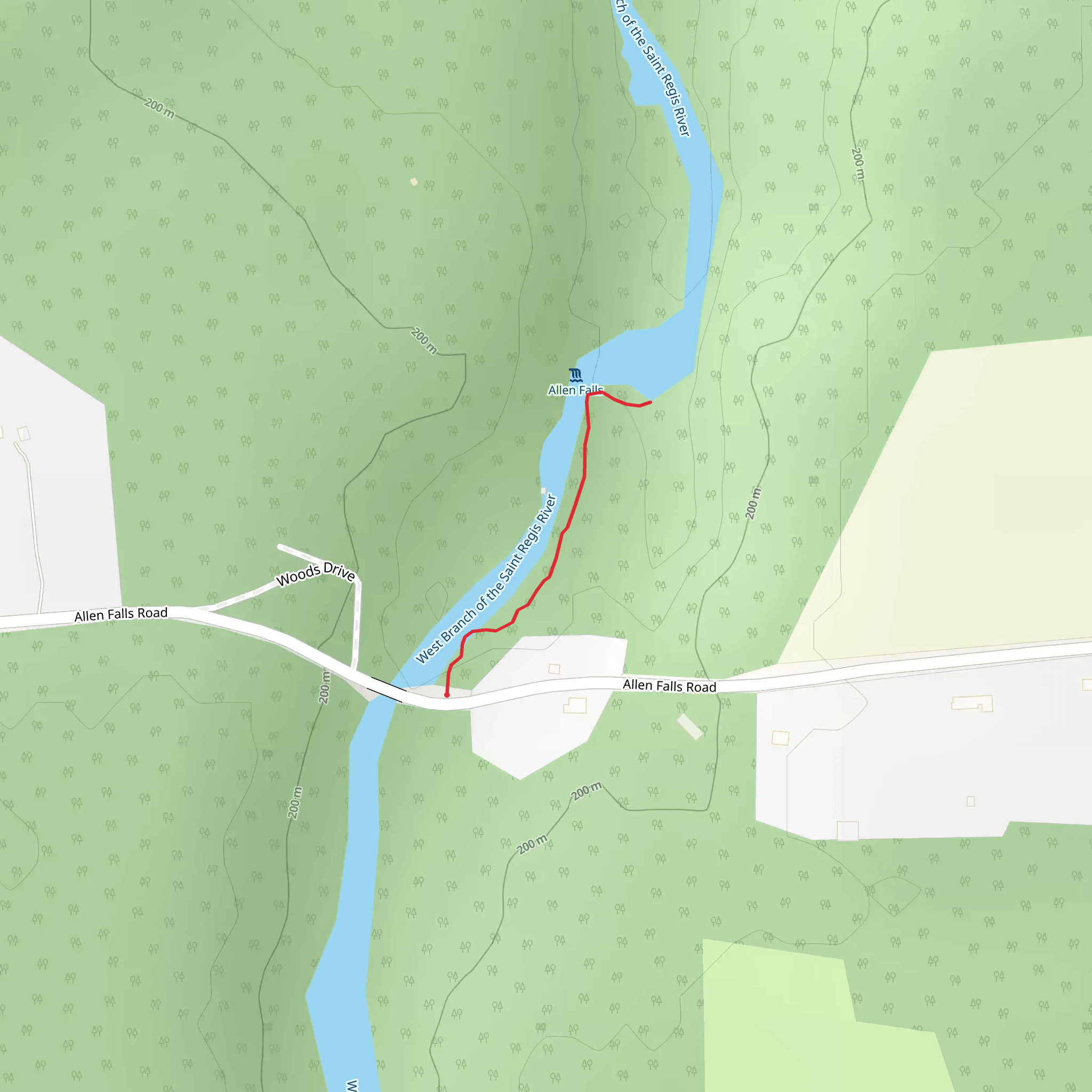 West Branch of the Saint Regis River from Allen Falls Road mobile static map