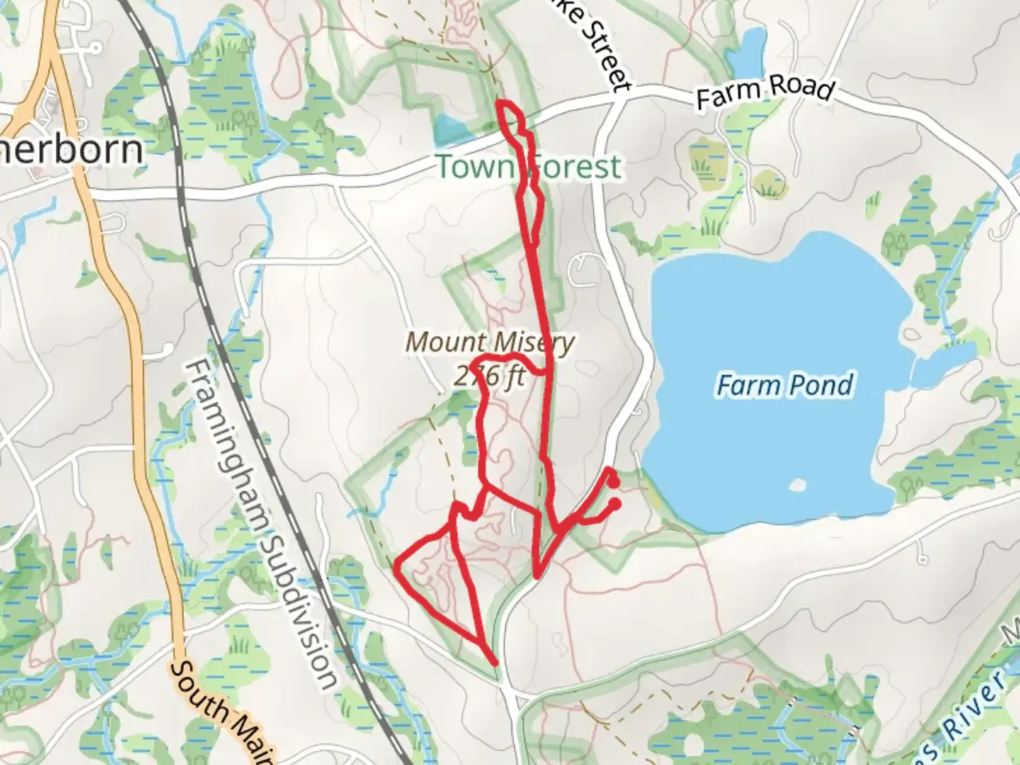 An image depicting the trail Mount Misery Loop via White Trail and its surrounding area.