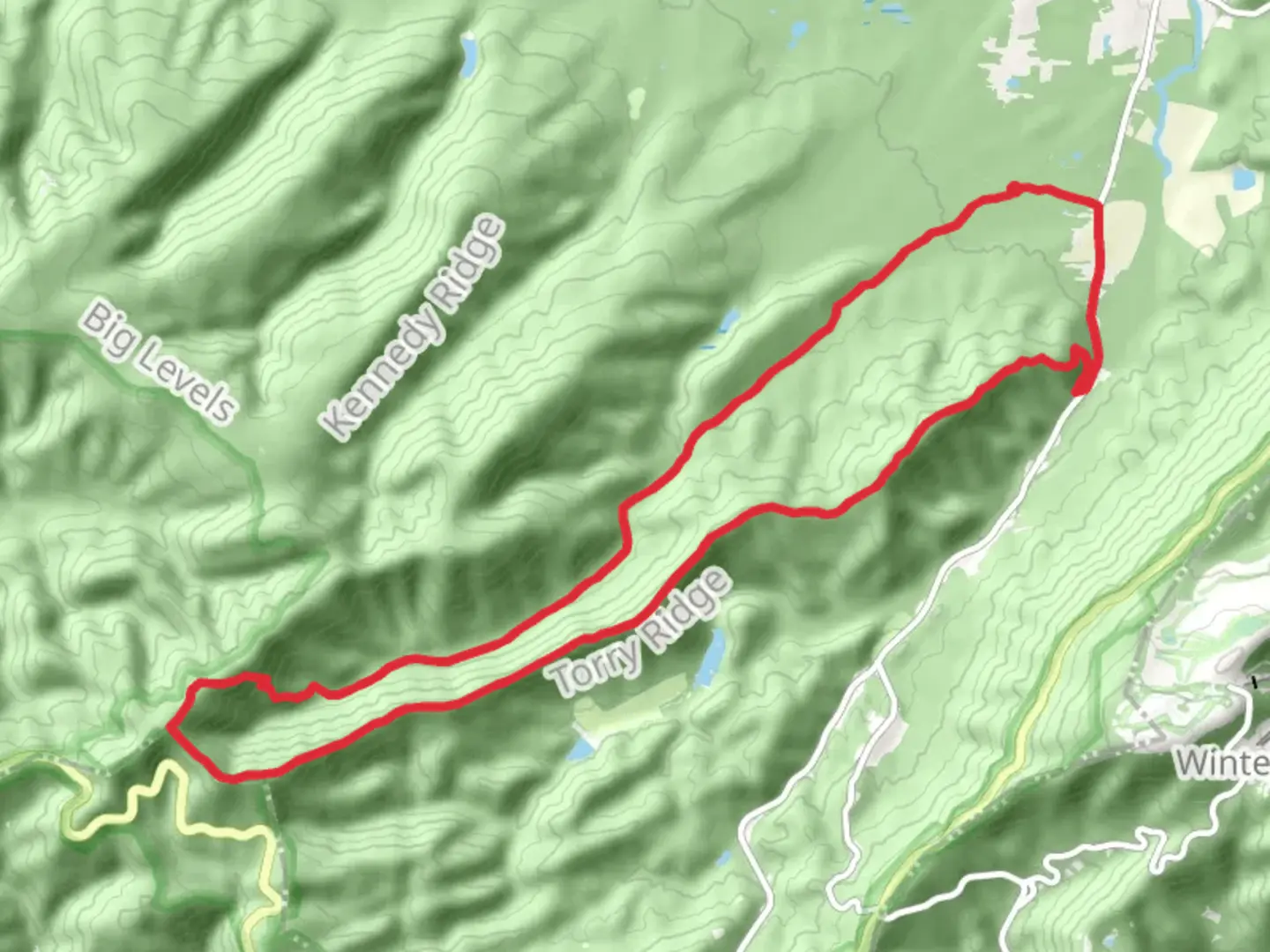 An image depicting the trail Mills Creek, Bald Mountain and Torry Ridge Loop Trail and its surrounding area.