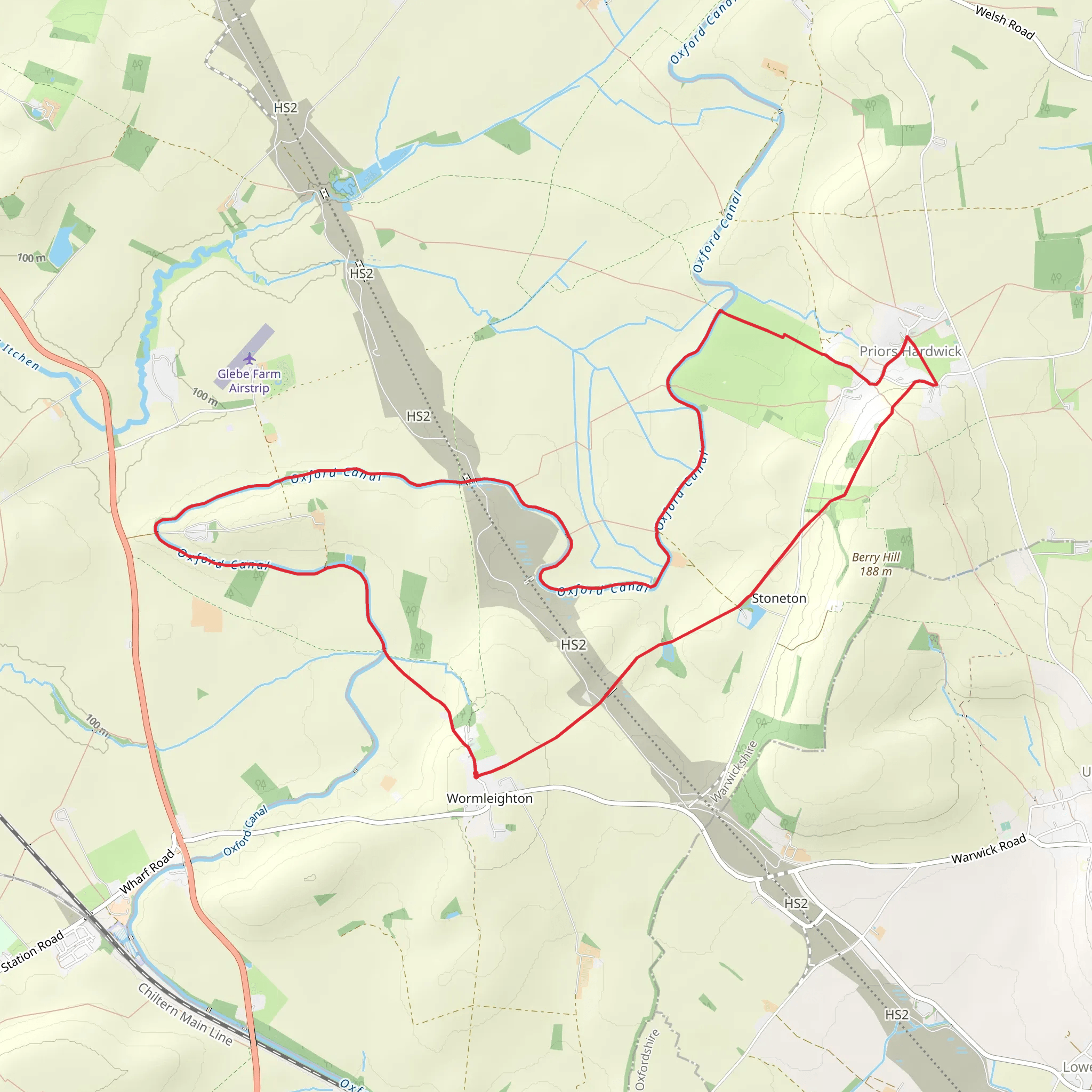 Priors Hardwick and Wormleighton Circular mobile static map