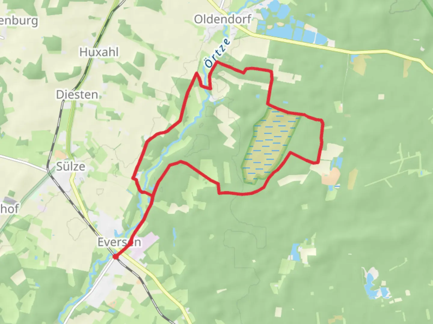 An image depicting the trail Eversen and Bornriethmoor Loop and its surrounding area.
