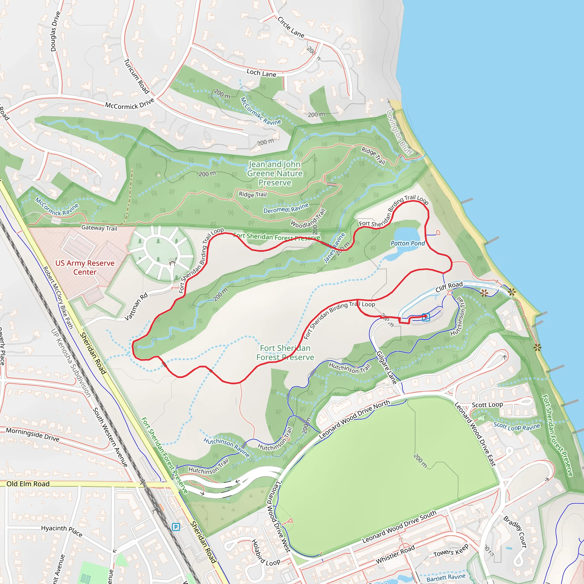 Fort Sheridan Birding Loop Trail mobile static map