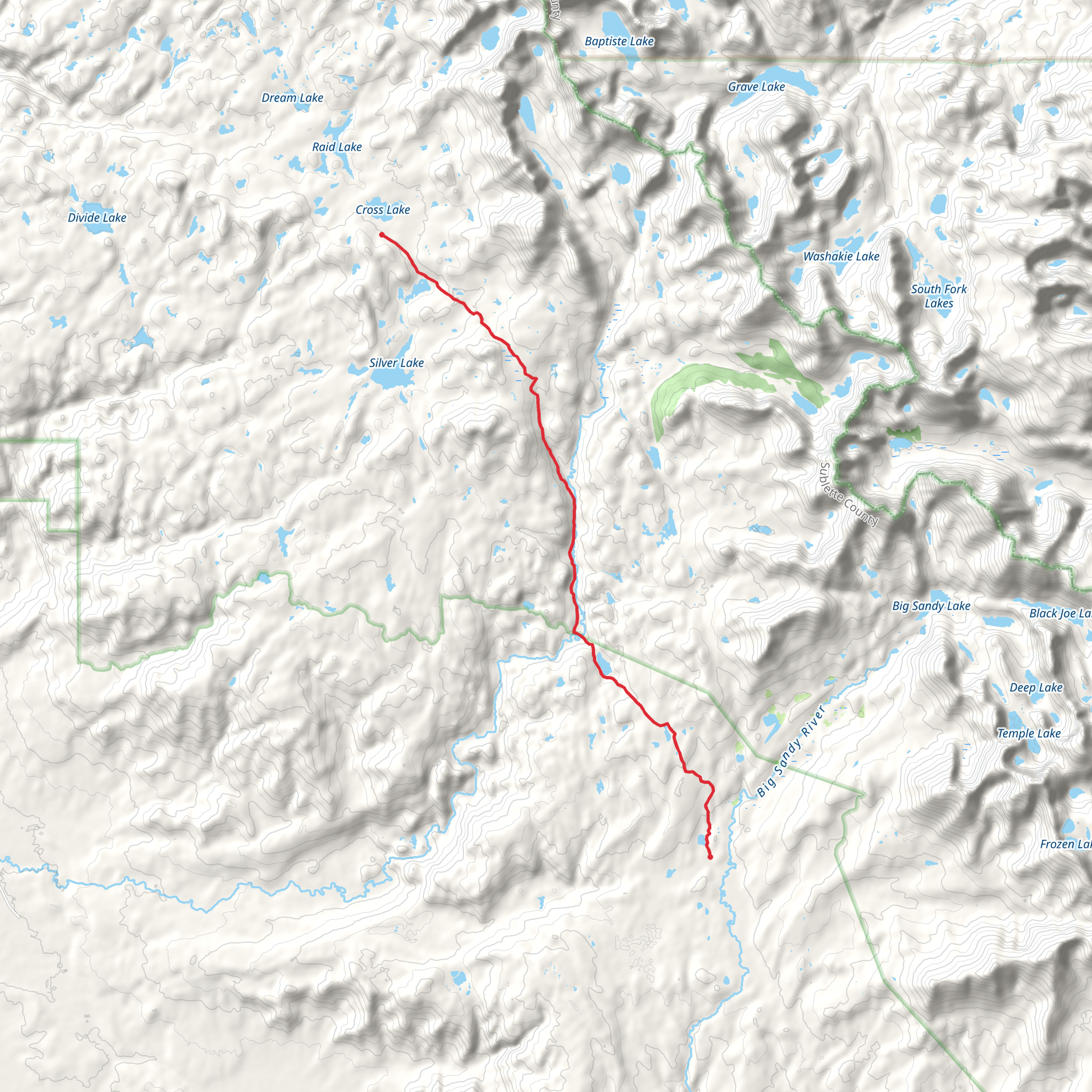 Boulter Lake via Highline Trail mobile static map