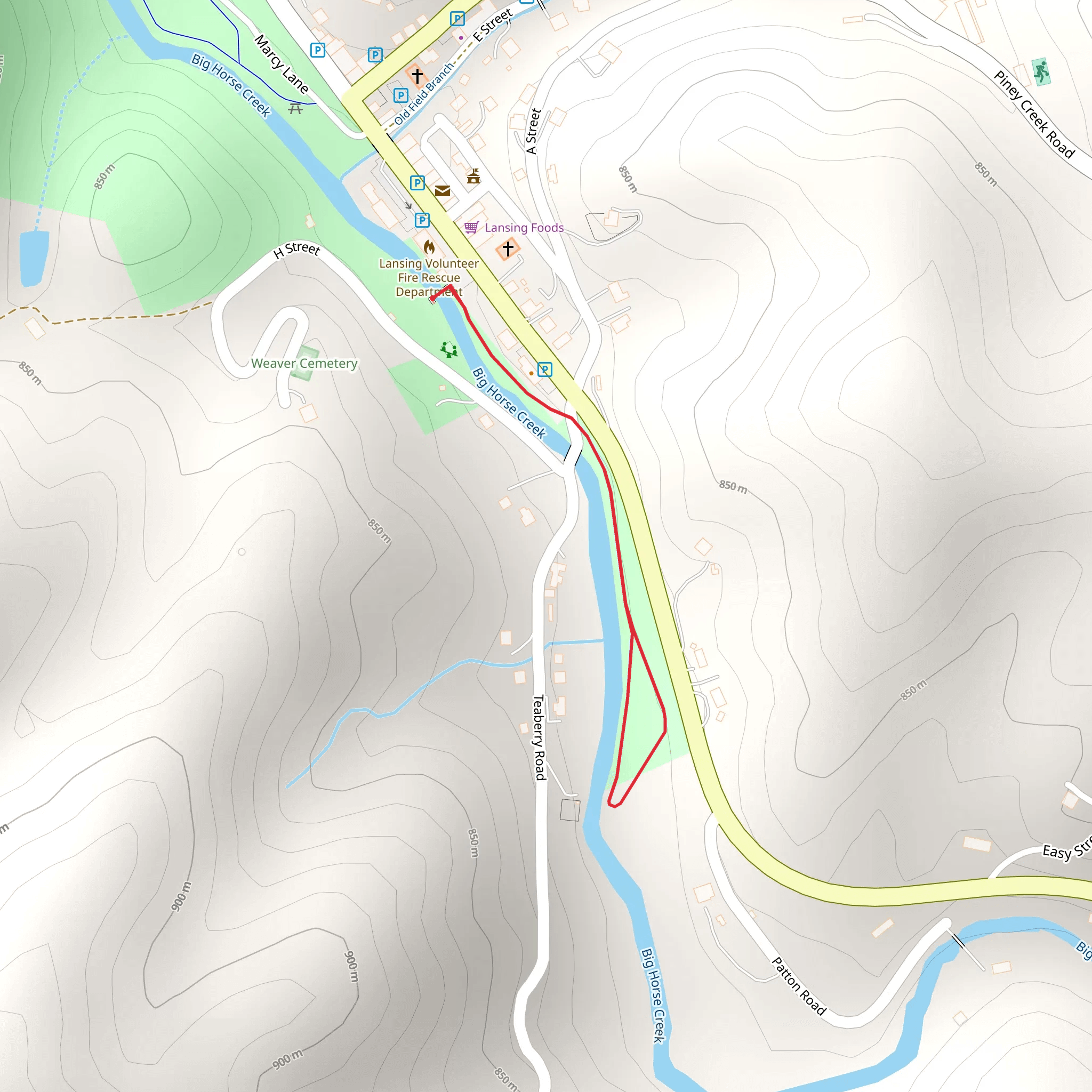 Teaberry Road via Big Horse Creek mobile static map