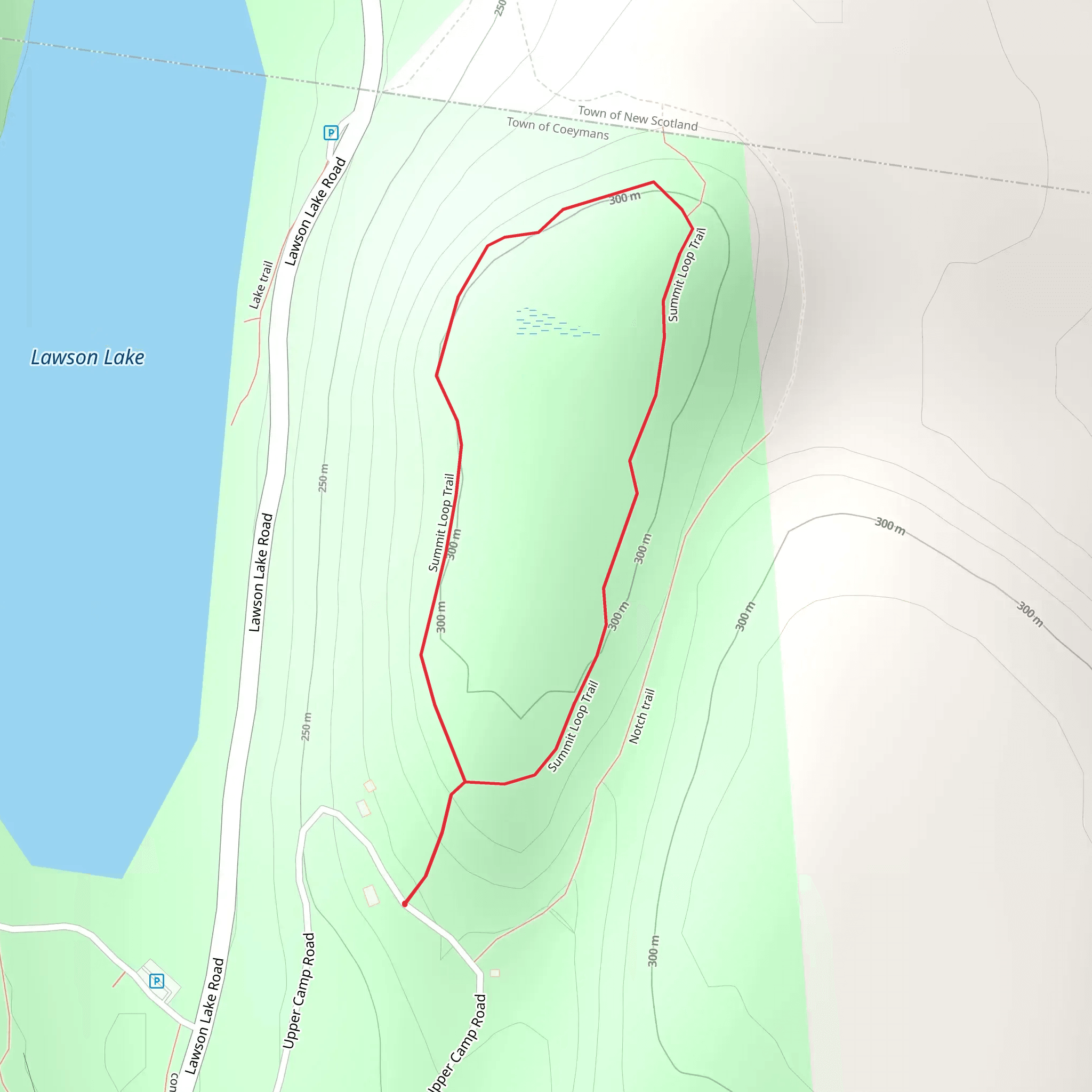 Summit Loop Trail Loop from Upper Camp Road mobile static map
